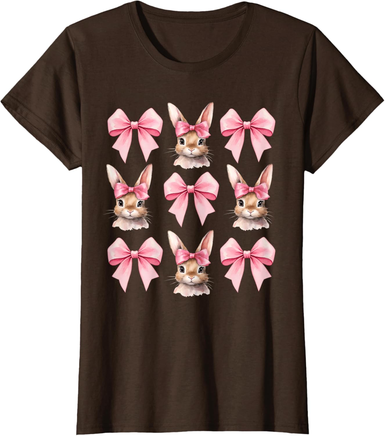 Cute Easter Bunny Face Coquette Bow Easter Day Girls Women T-Shirt