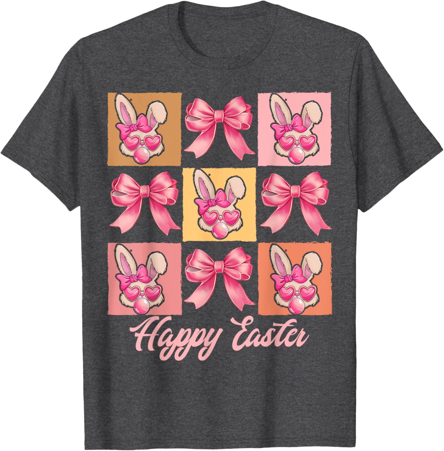 Cute Easter Bunny Face with Coquette Bow for Women & Girls T-Shirt