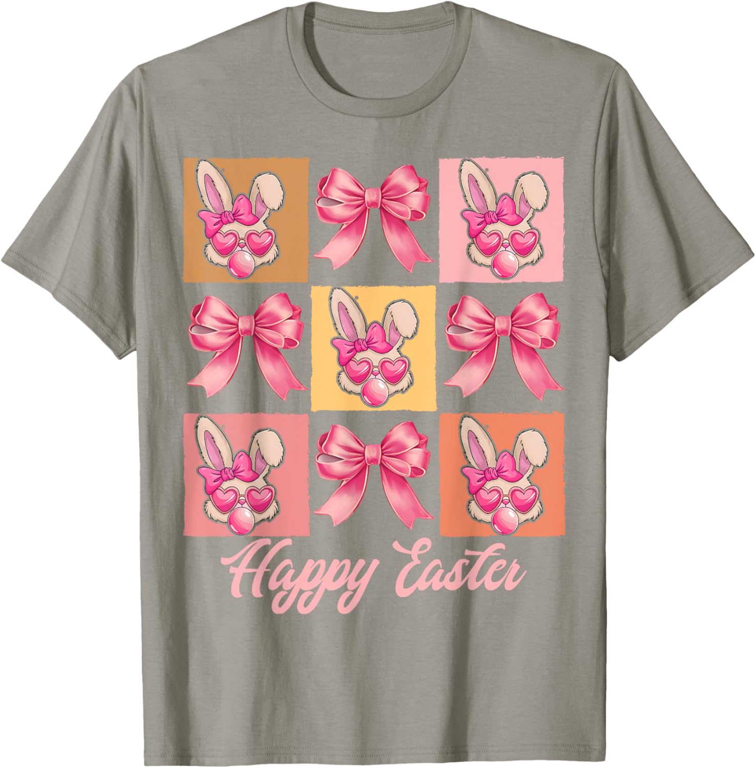 Cute Easter Bunny Face with Coquette Bow for Women & Girls T-Shirt