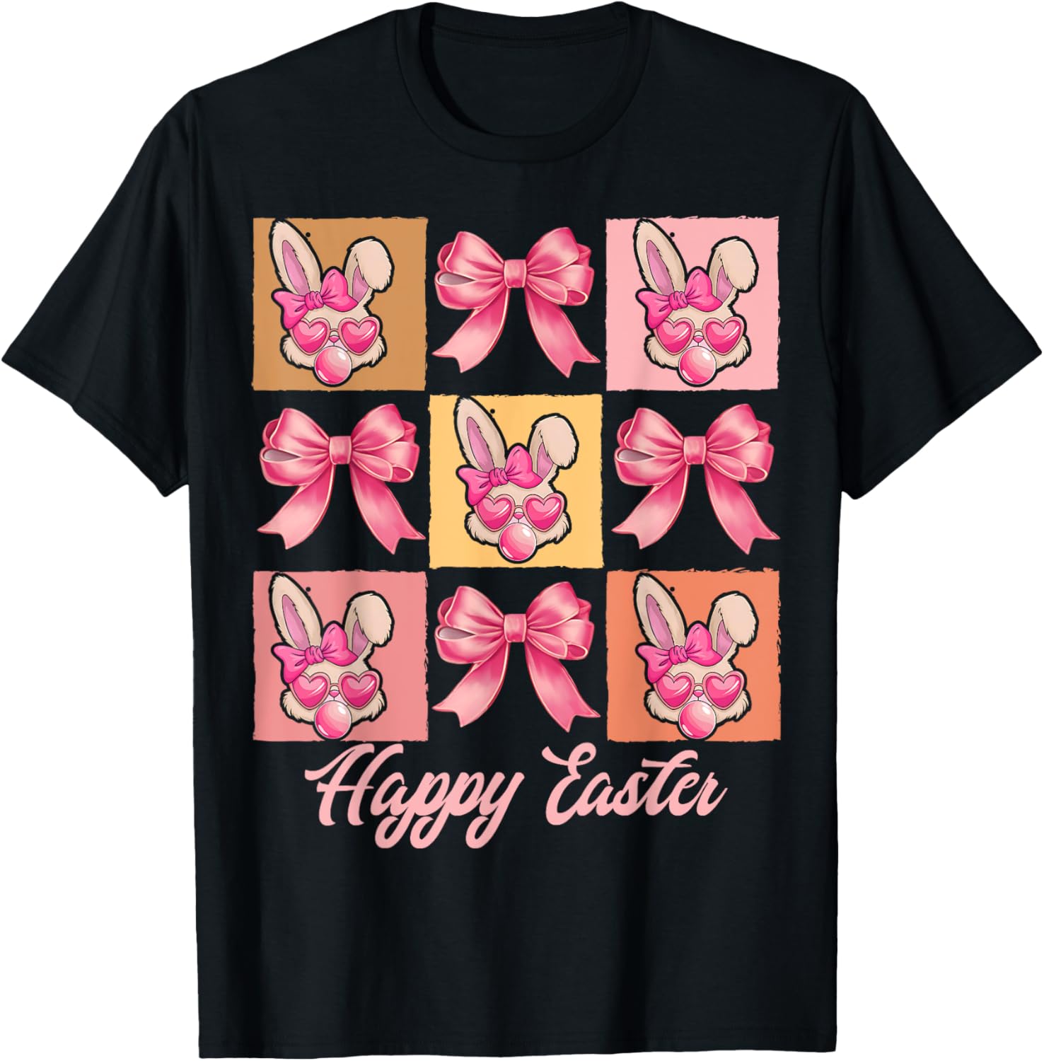 Cute Easter Bunny Face with Coquette Bow for Women & Girls T-Shirt