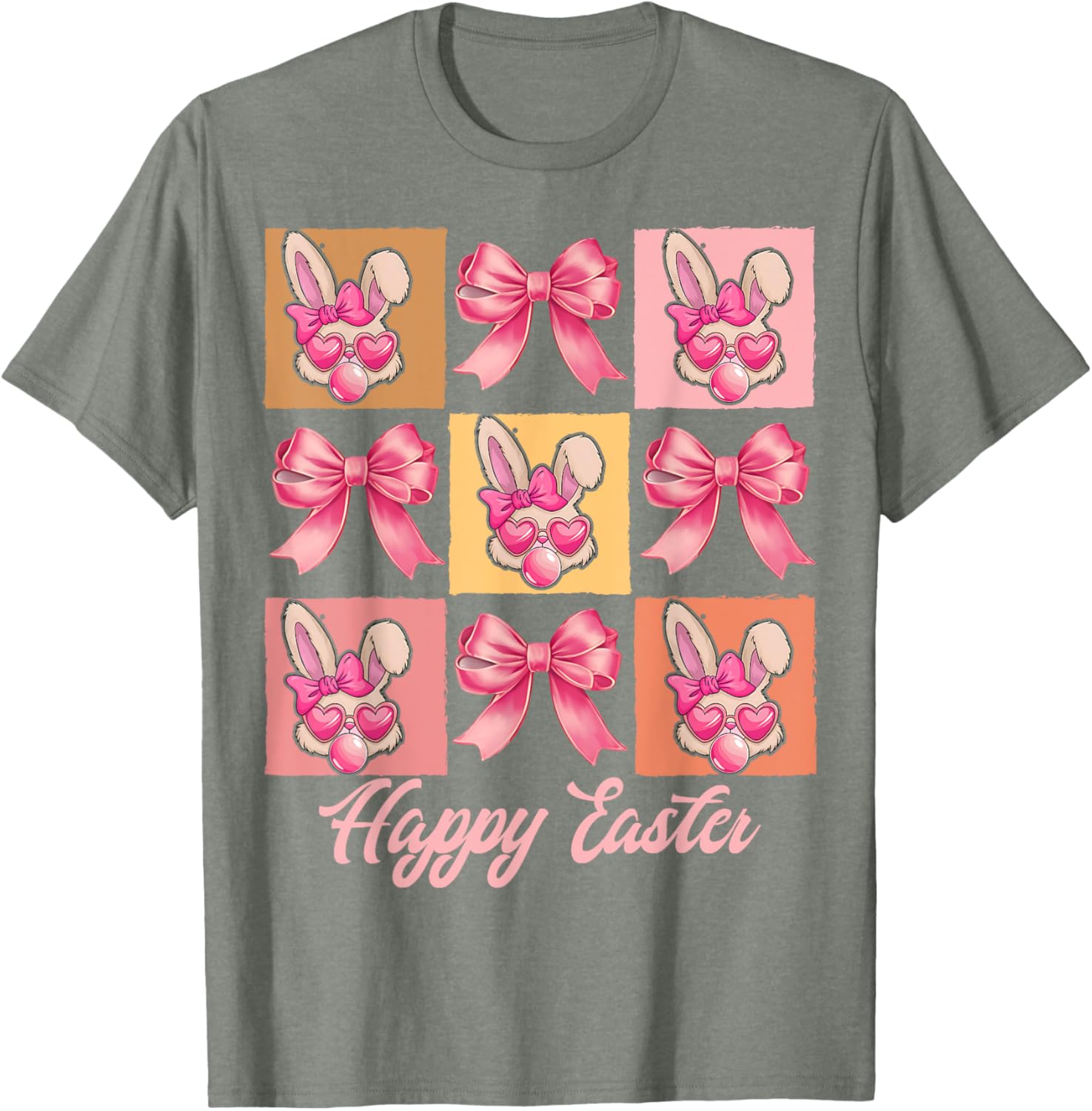 Cute Easter Bunny Face with Coquette Bow for Women & Girls T-Shirt