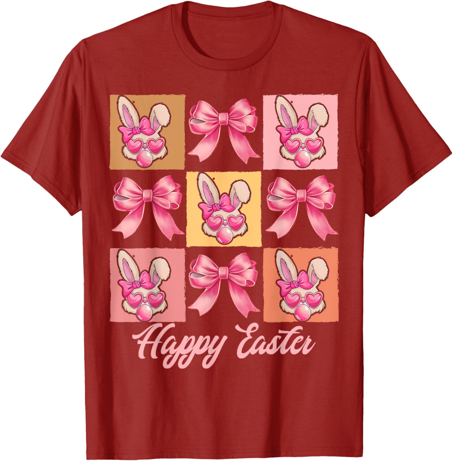 Cute Easter Bunny Face with Coquette Bow for Women & Girls T-Shirt