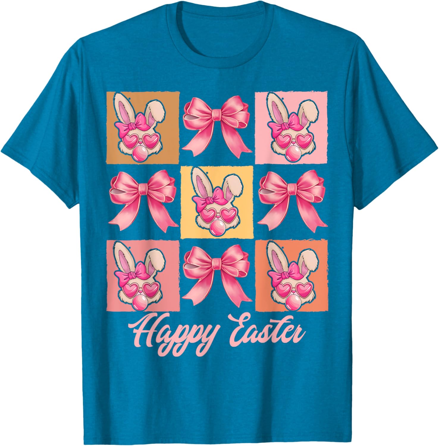 Cute Easter Bunny Face with Coquette Bow for Women & Girls T-Shirt