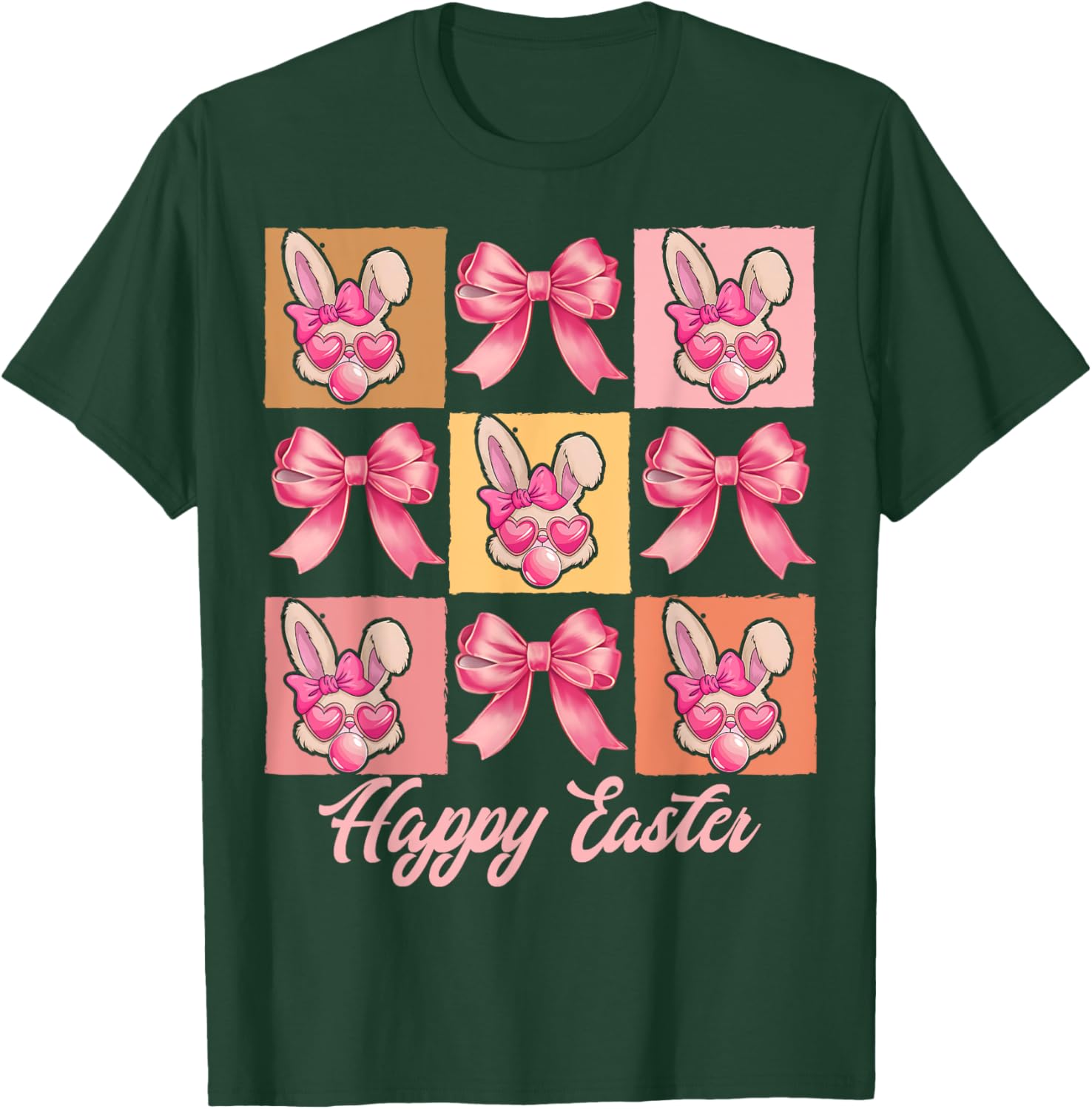 Cute Easter Bunny Face with Coquette Bow for Women & Girls T-Shirt