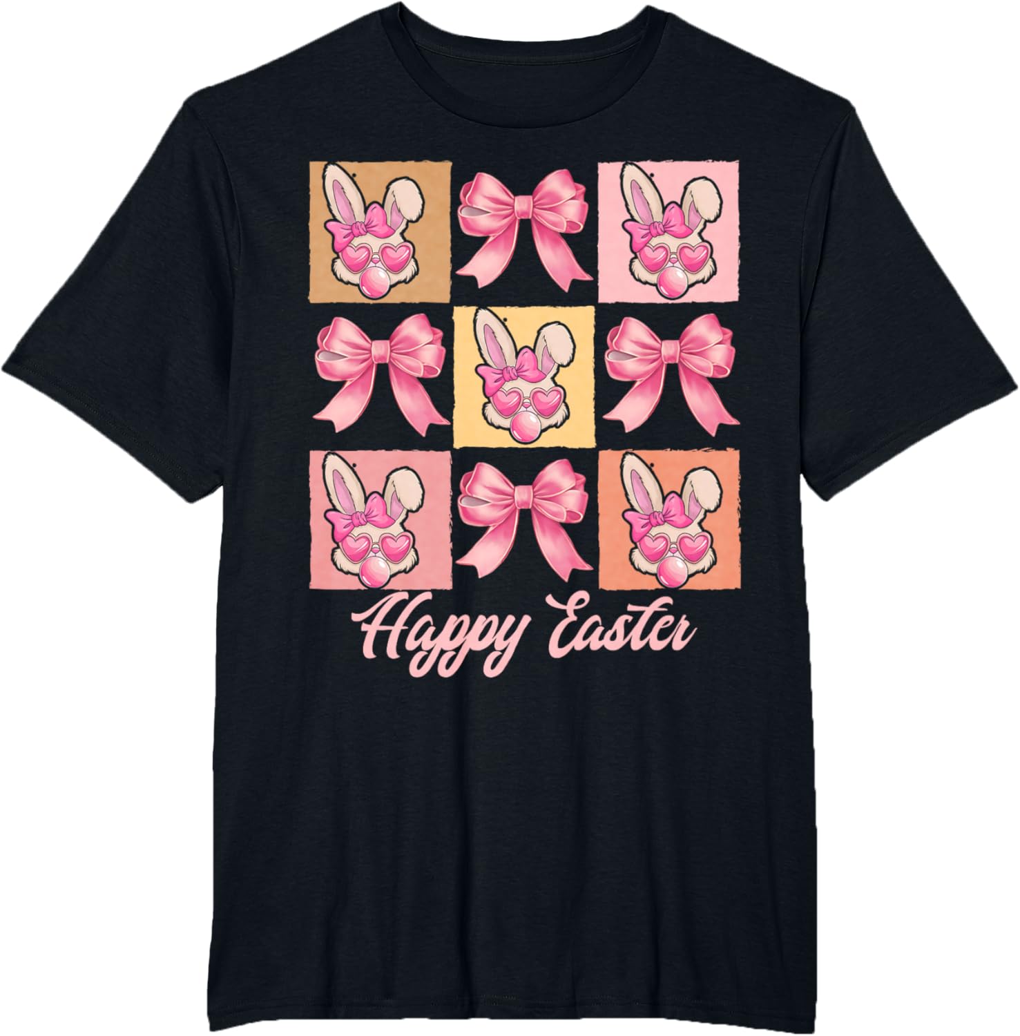 Cute Easter Bunny Face with Coquette Bow for Women & Girls T-Shirt