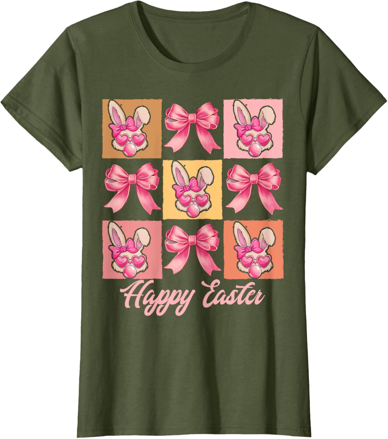 Cute Easter Bunny Face with Coquette Bow for Women & Girls T-Shirt