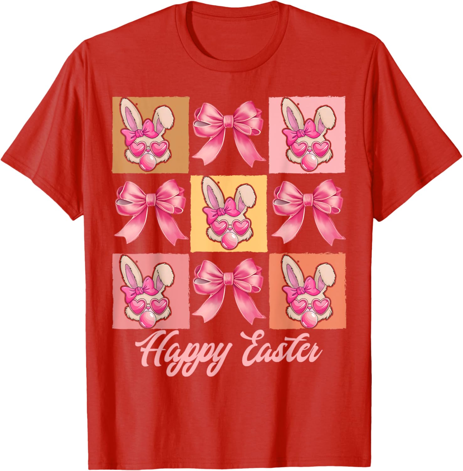 Cute Easter Bunny Face with Coquette Bow for Women & Girls T-Shirt