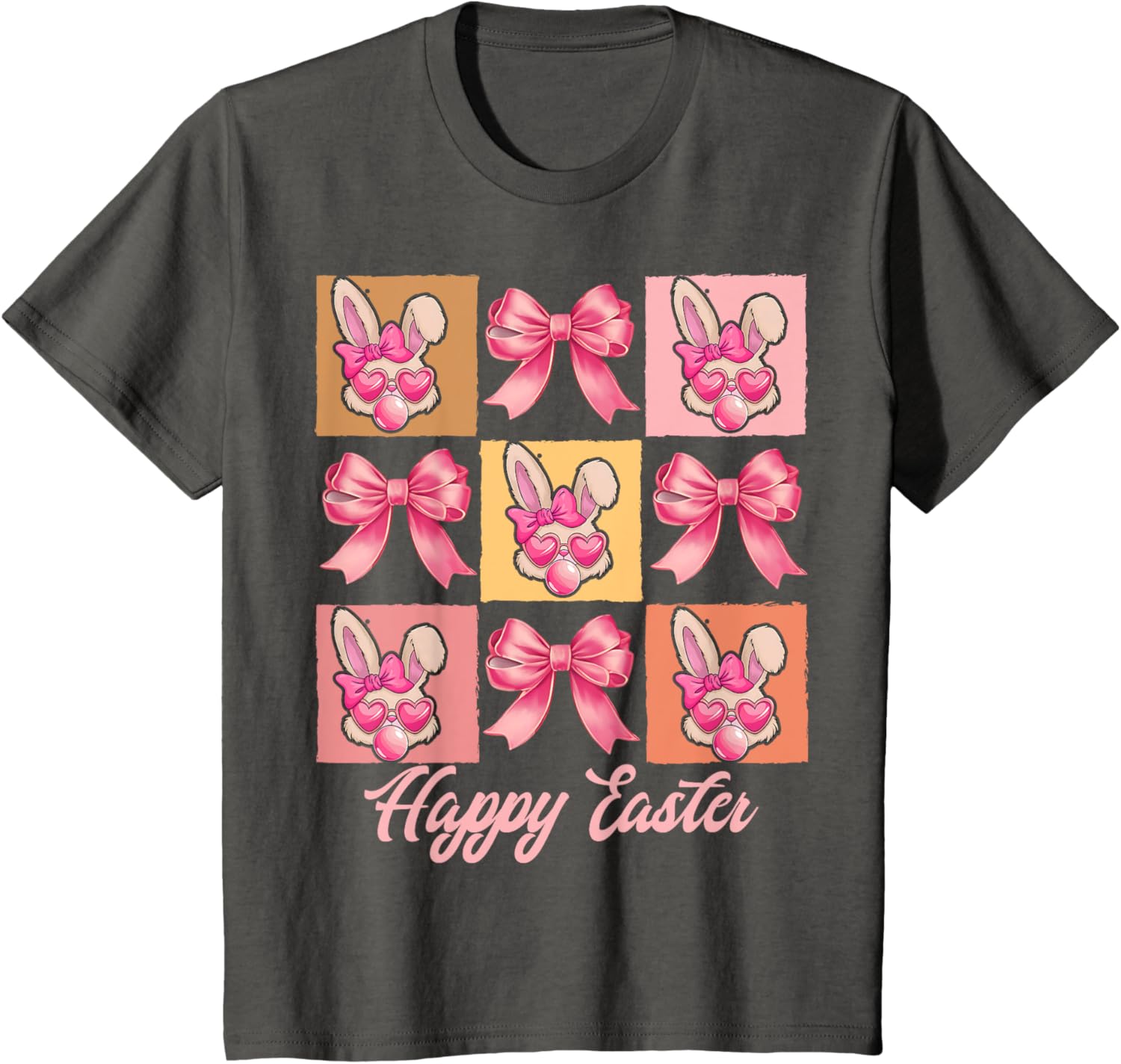 Cute Easter Bunny Face with Coquette Bow for Women & Girls T-Shirt