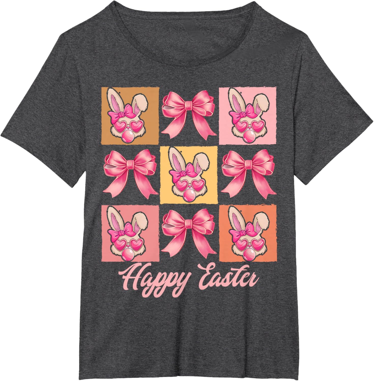 Cute Easter Bunny Face with Coquette Bow for Women & Girls T-Shirt