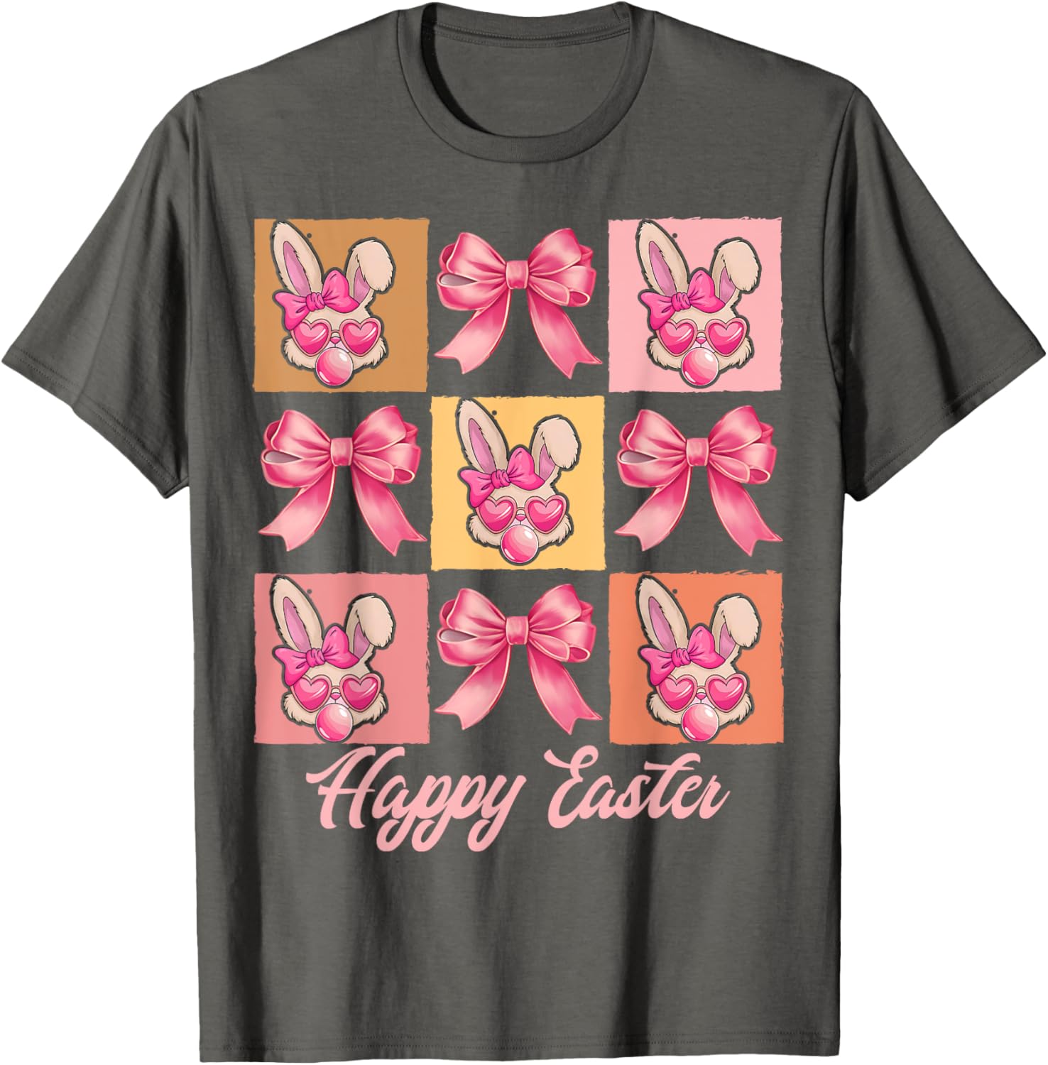 Cute Easter Bunny Face with Coquette Bow for Women & Girls T-Shirt