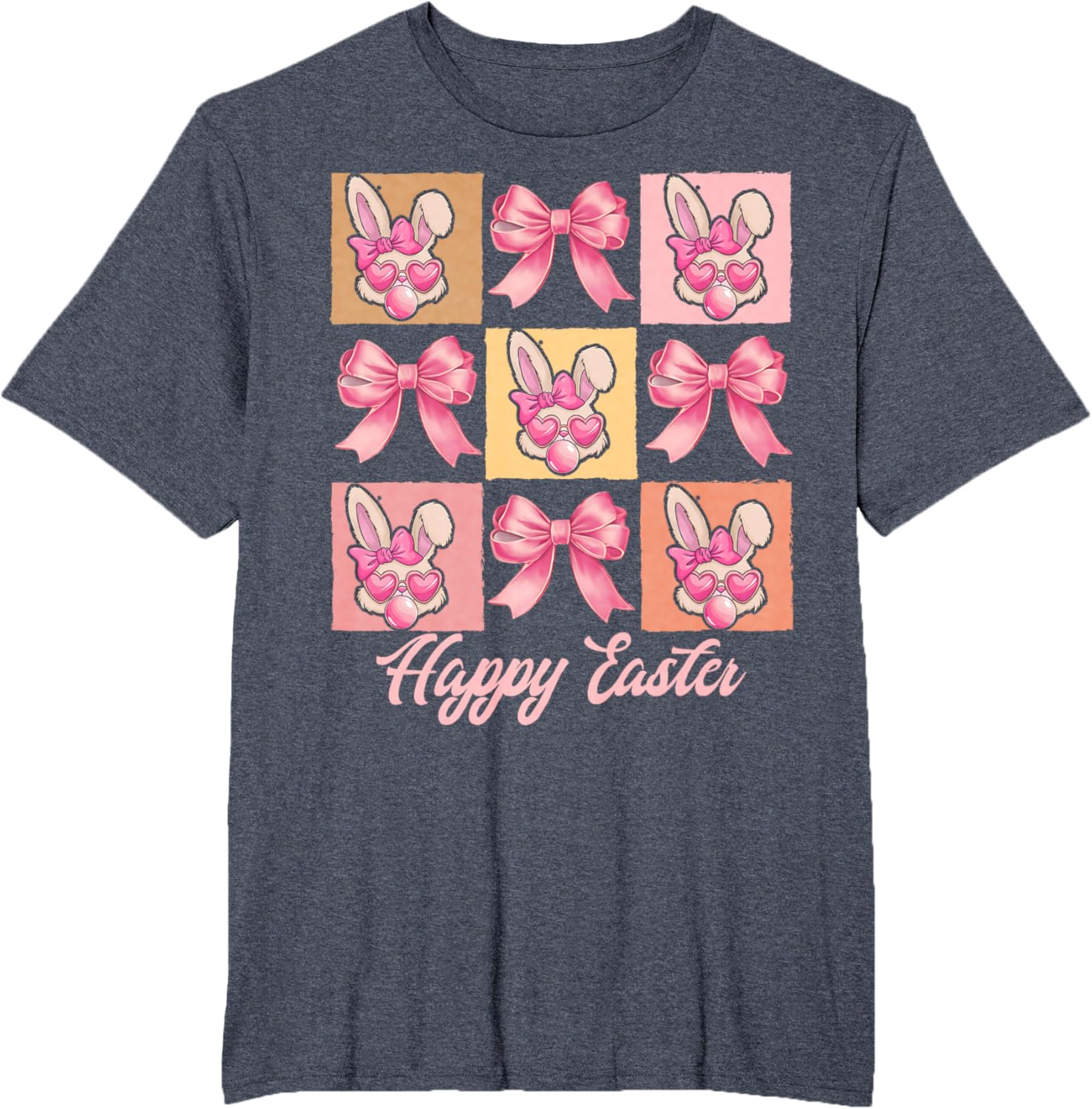 Cute Easter Bunny Face with Coquette Bow for Women & Girls T-Shirt