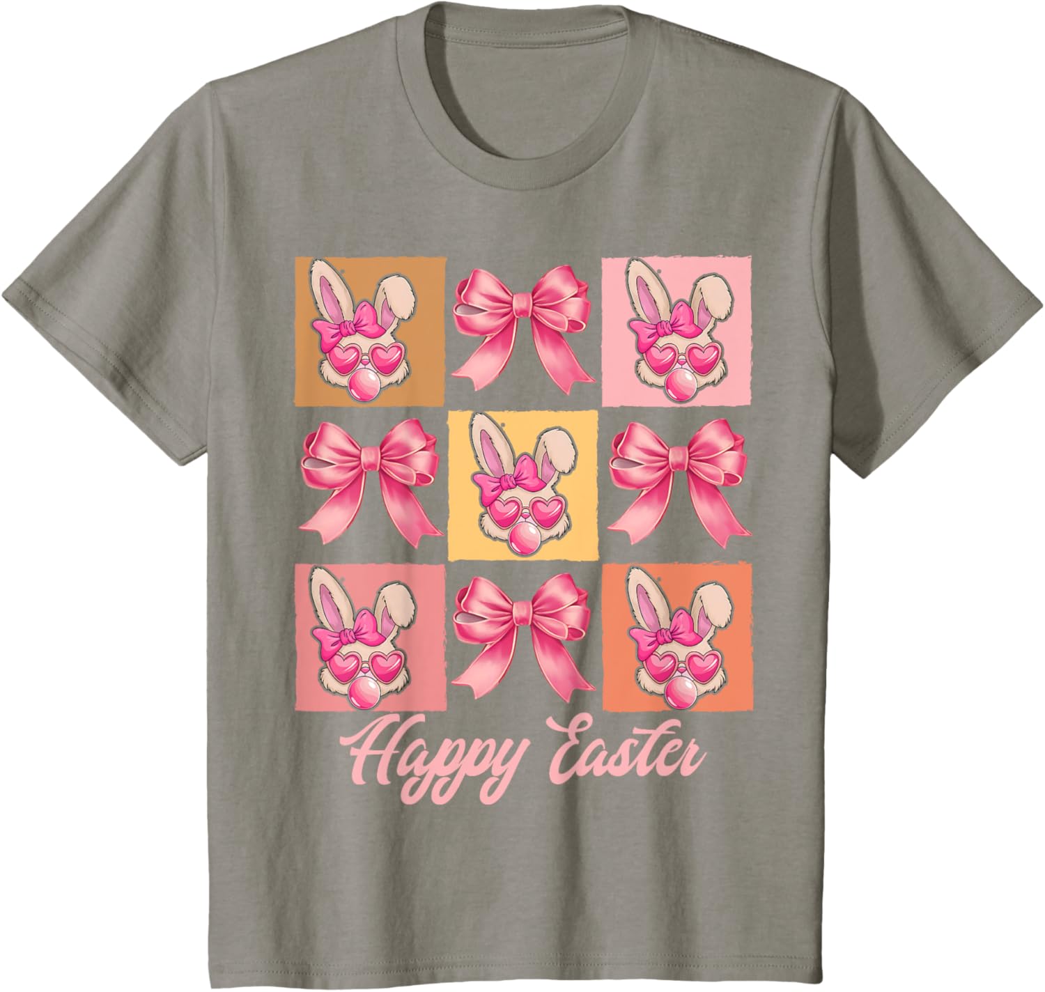 Cute Easter Bunny Face with Coquette Bow for Women & Girls T-Shirt