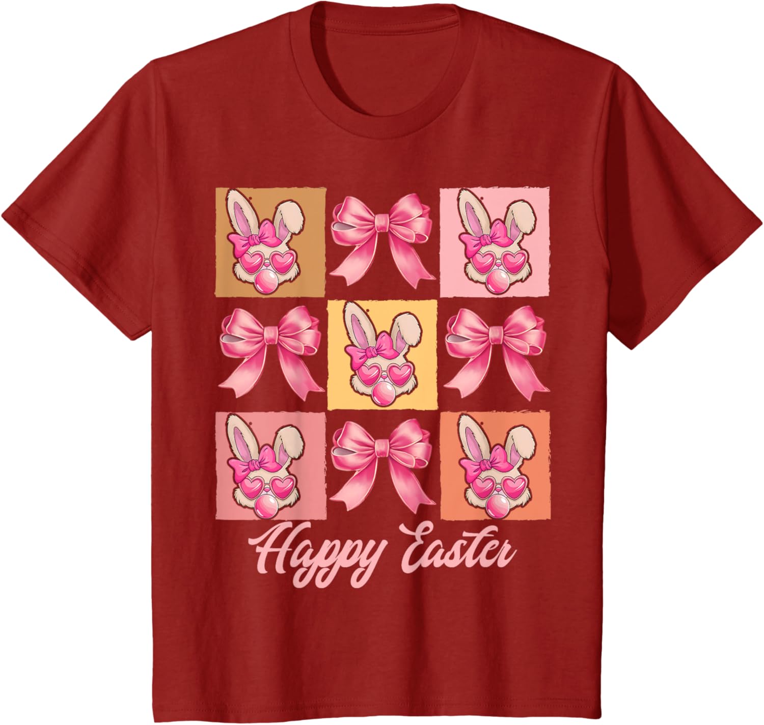 Cute Easter Bunny Face with Coquette Bow for Women & Girls T-Shirt