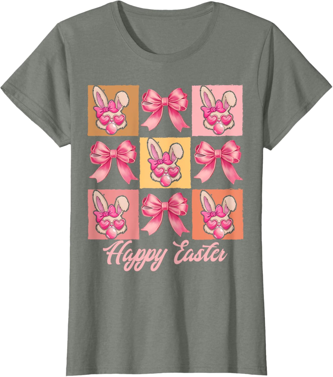 Cute Easter Bunny Face with Coquette Bow for Women & Girls T-Shirt