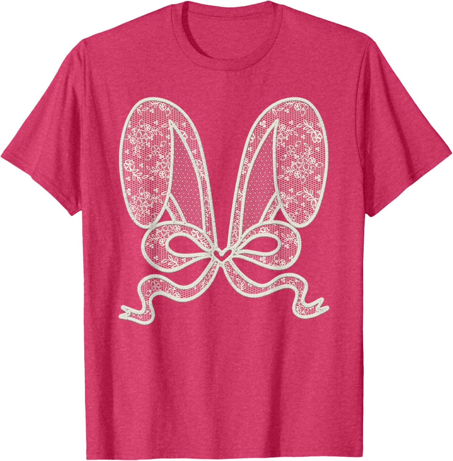 Cute Easter White Lace Bunny Coquette Bow for Girls Women T-Shirt