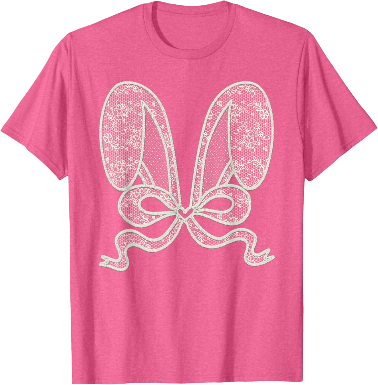 Cute Easter White Lace Bunny Coquette Bow for Girls Women T-Shirt