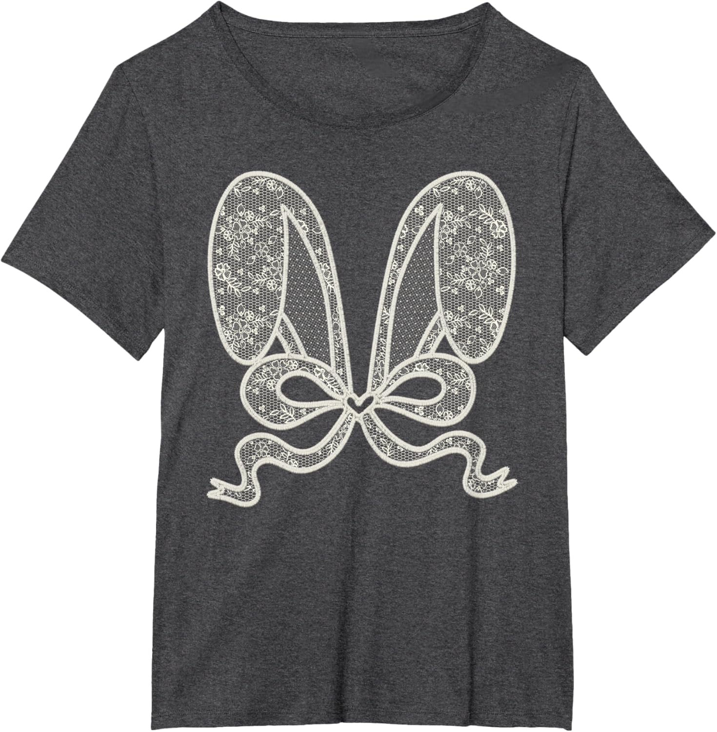 Cute Easter White Lace Bunny Coquette Bow for Girls Women T-Shirt