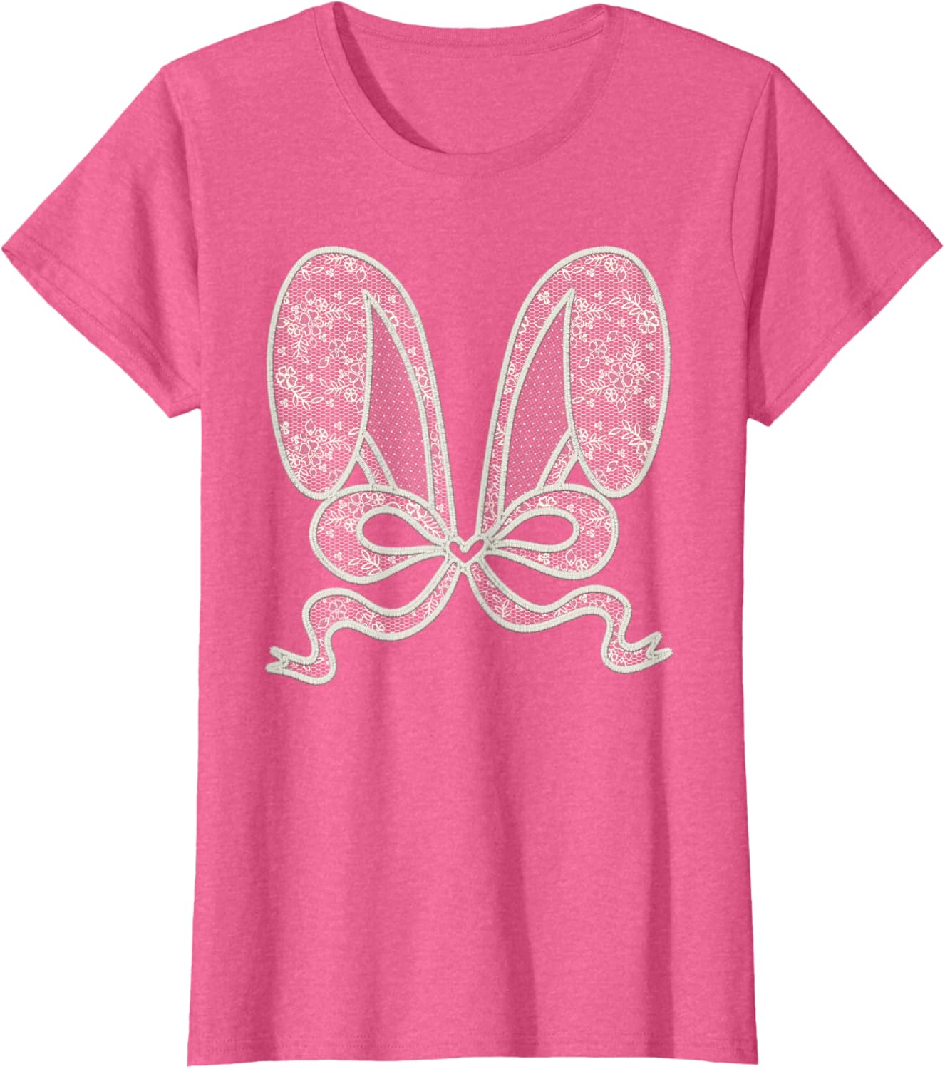 Cute Easter White Lace Bunny Coquette Bow for Girls Women T-Shirt