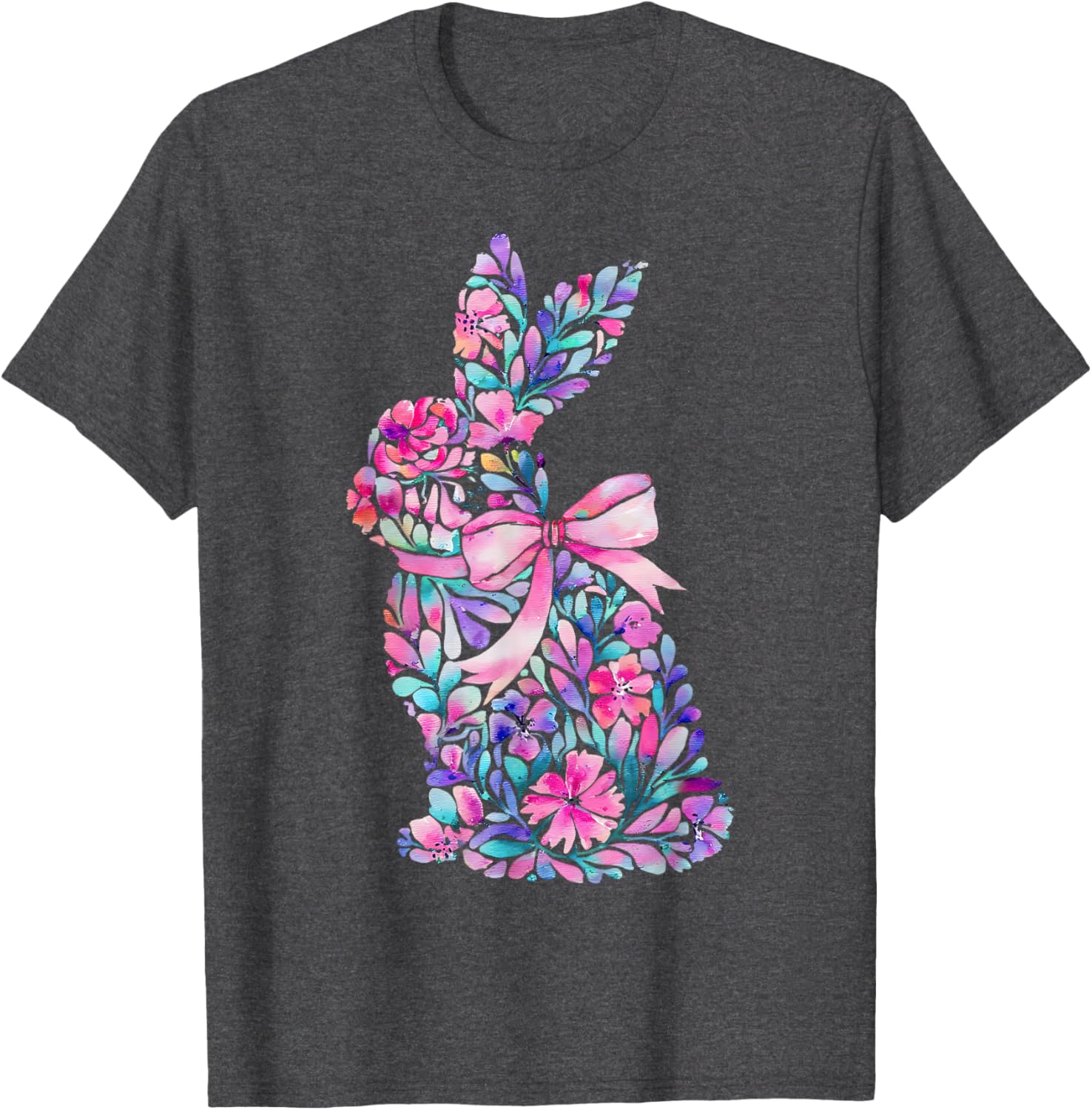 Cute Floral Easter Bunny Coquette Bow Women Girls Easter Day T-Shirt