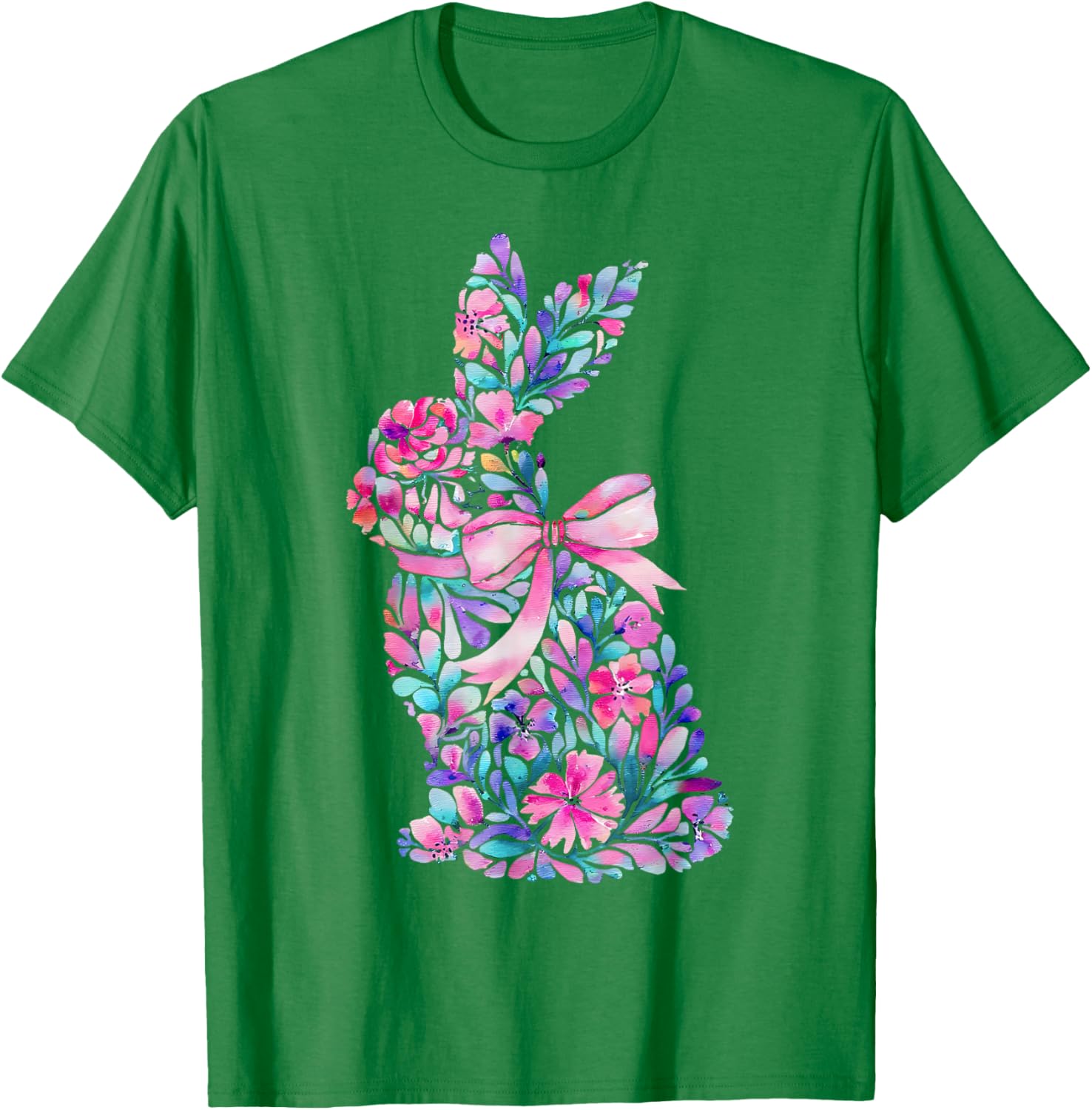 Cute Floral Easter Bunny Coquette Bow Women Girls Easter Day T-Shirt