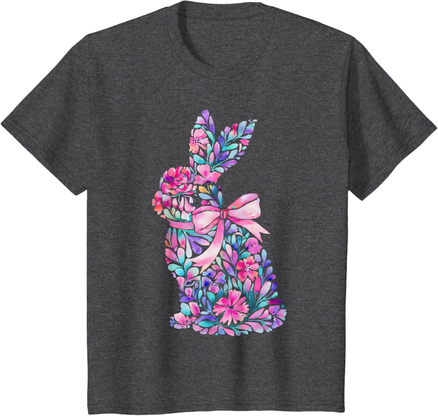 Cute Floral Easter Bunny Coquette Bow Women Girls Easter Day T-Shirt