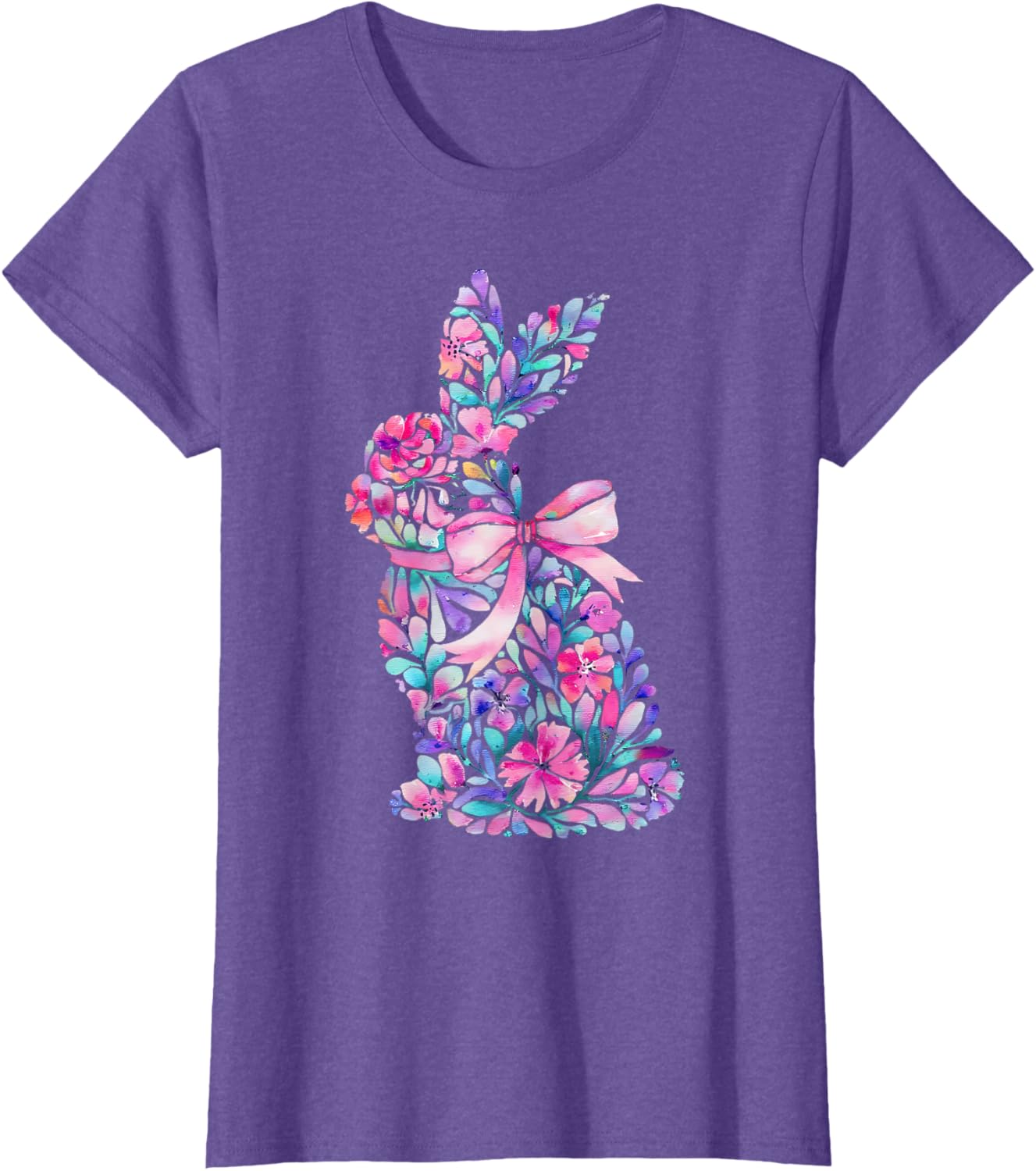 Cute Floral Easter Bunny Coquette Bow Women Girls Easter Day T-Shirt