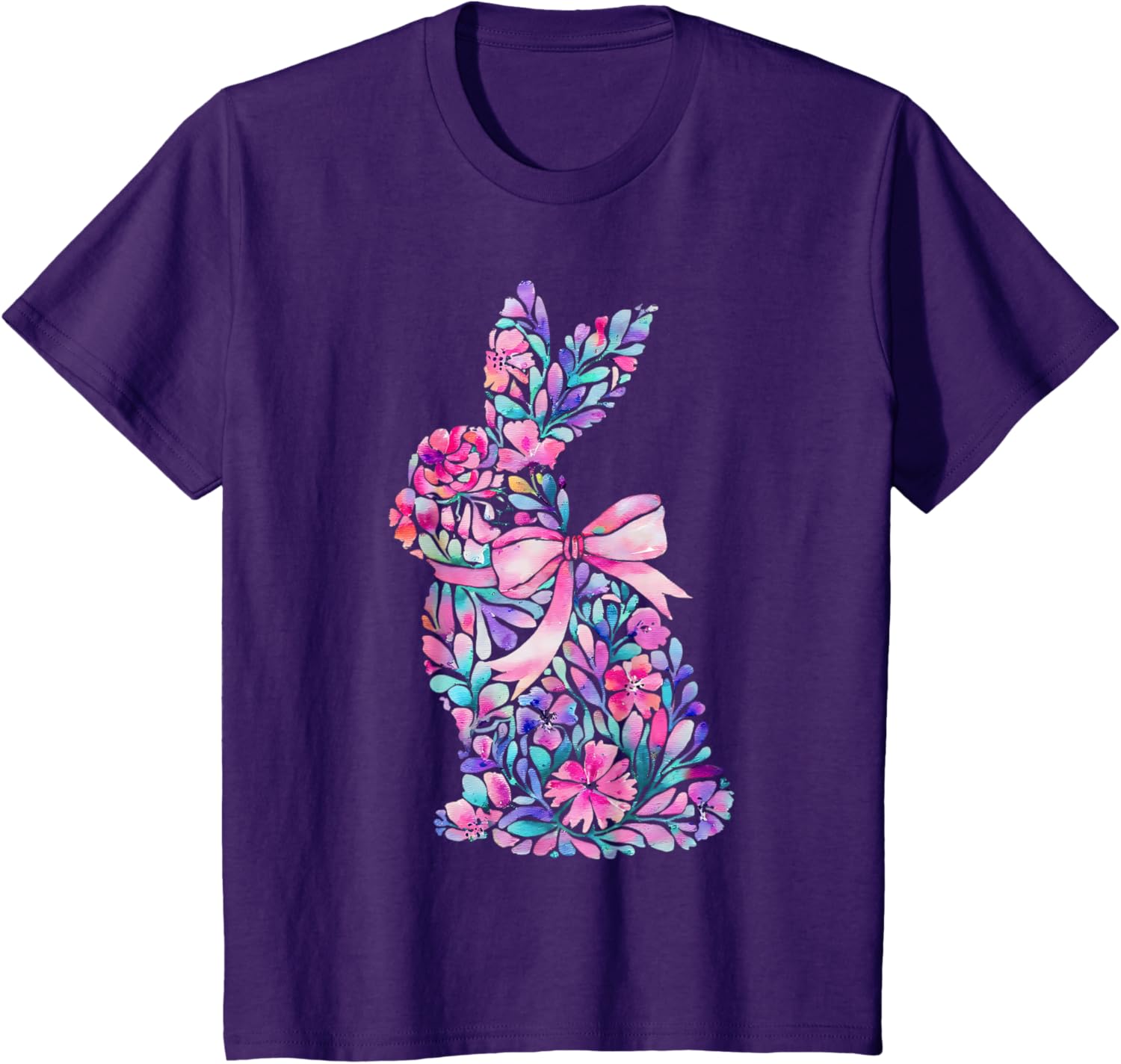 Cute Floral Easter Bunny Coquette Bow Women Girls Easter Day T-Shirt