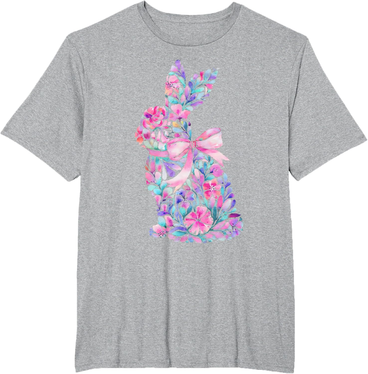 Cute Floral Easter Bunny Coquette Bow Women Girls Easter Day T-Shirt