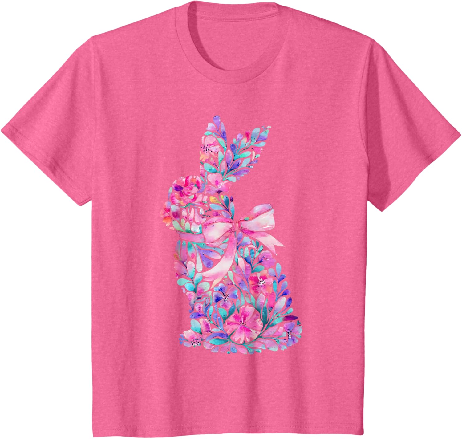 Cute Floral Easter Bunny Coquette Bow Women Girls Easter Day T-Shirt