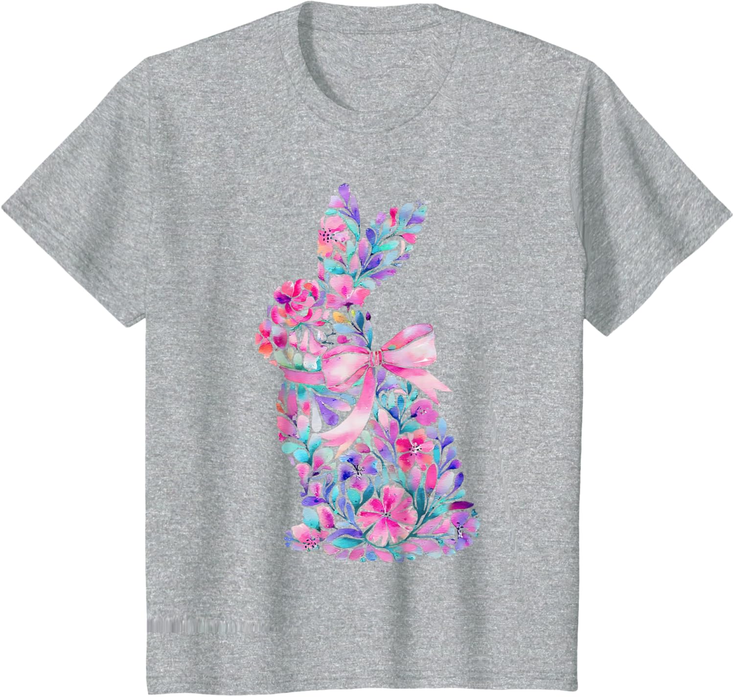 Cute Floral Easter Bunny Coquette Bow Women Girls Easter Day T-Shirt