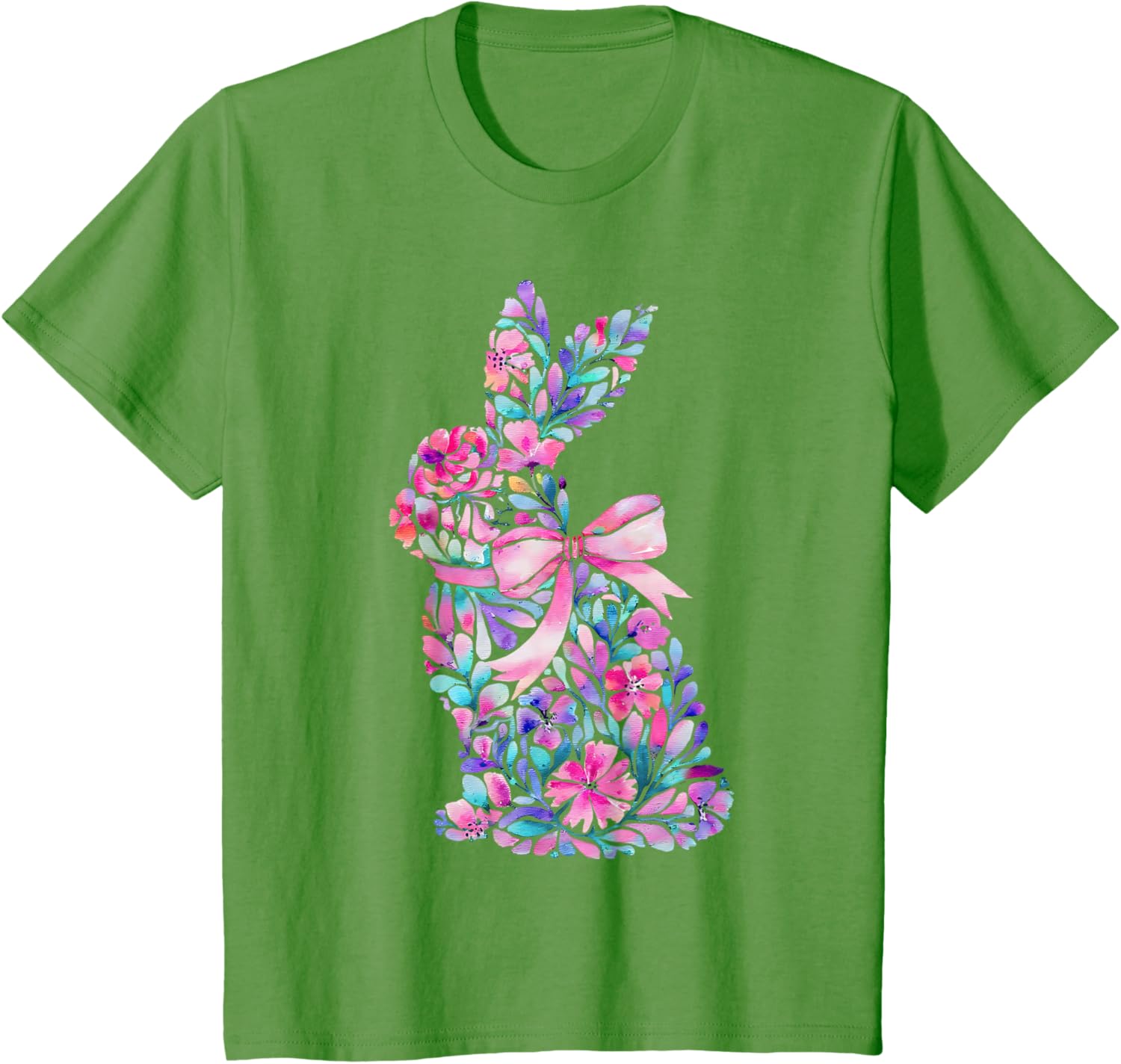 Cute Floral Easter Bunny Coquette Bow Women Girls Easter Day T-Shirt