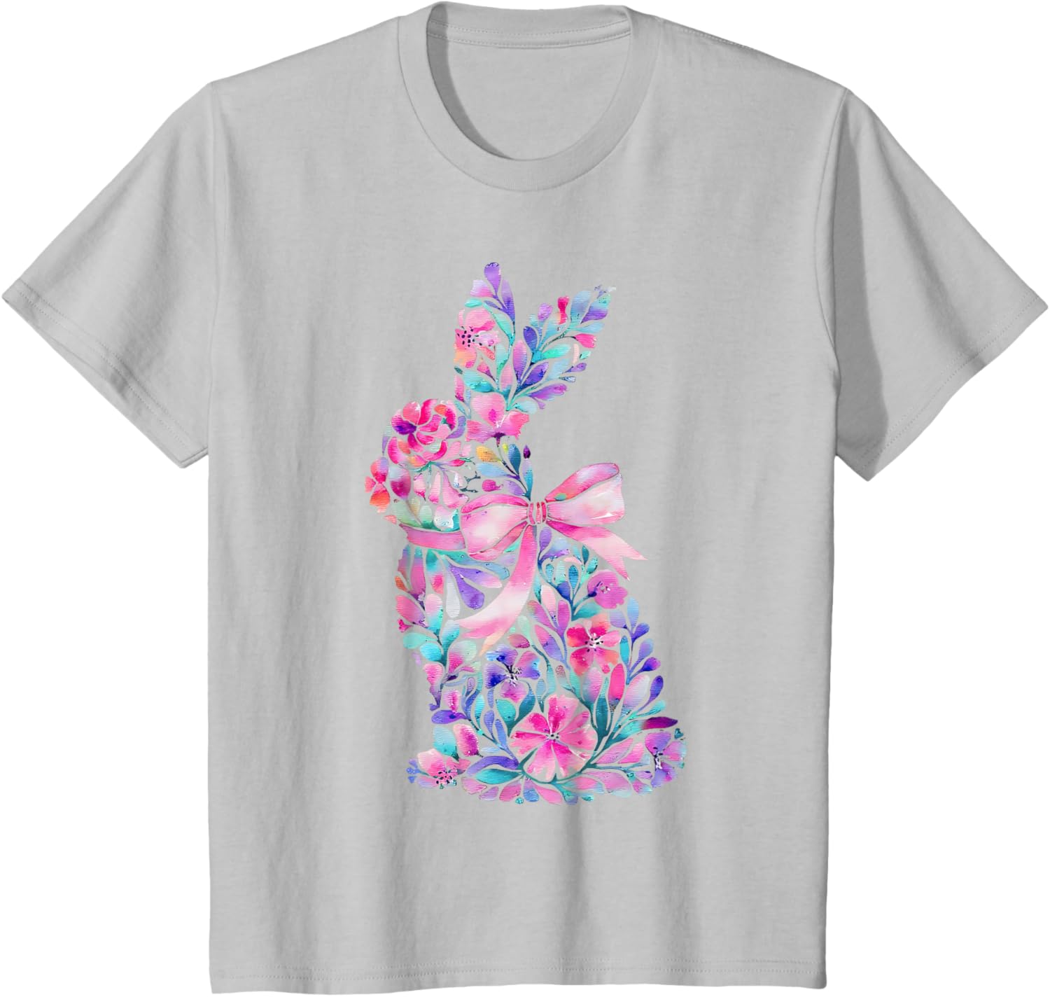 Cute Floral Easter Bunny Coquette Bow Women Girls Easter Day T-Shirt