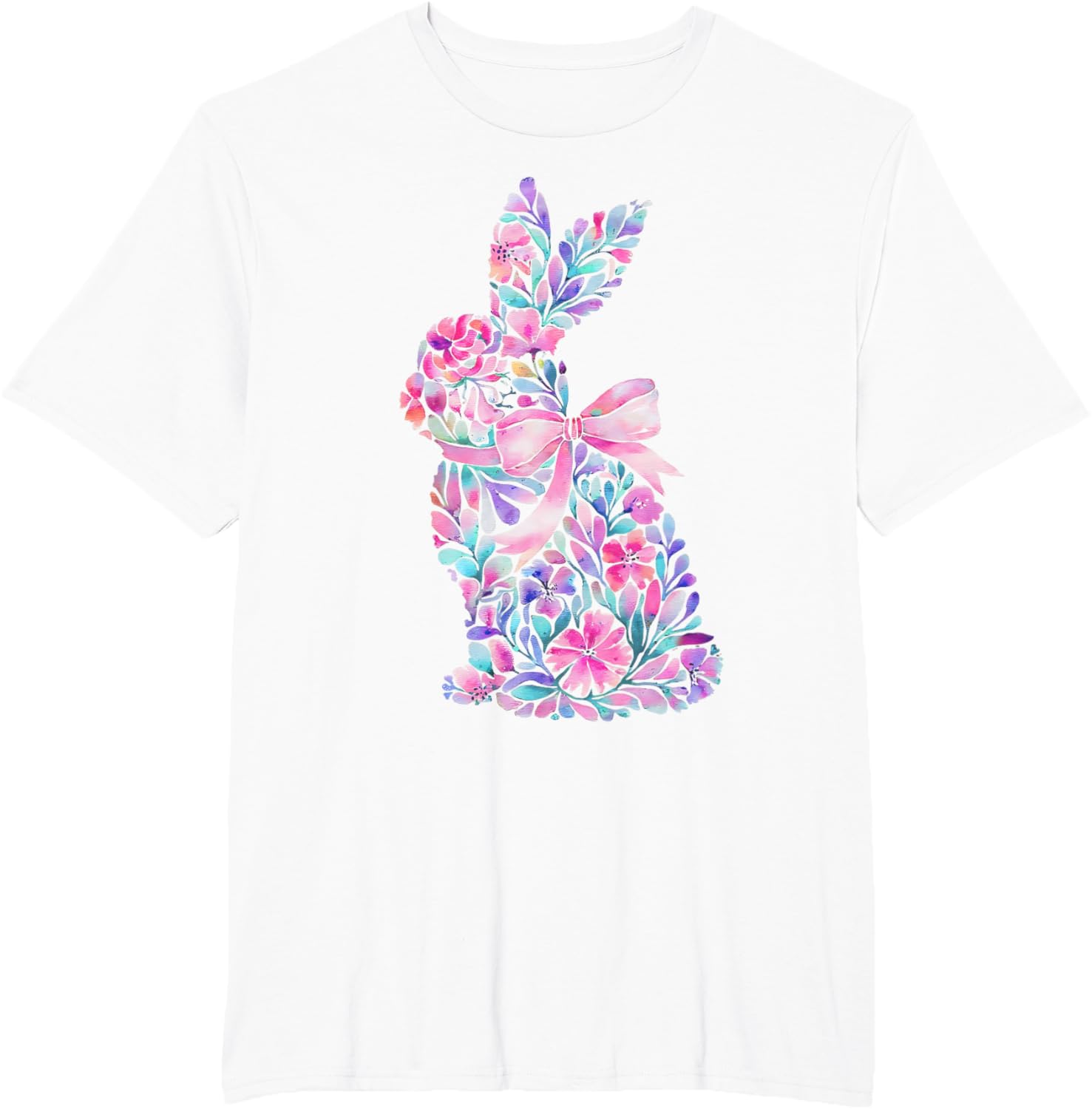 Cute Floral Easter Bunny Coquette Bow Women Girls Easter Day T-Shirt