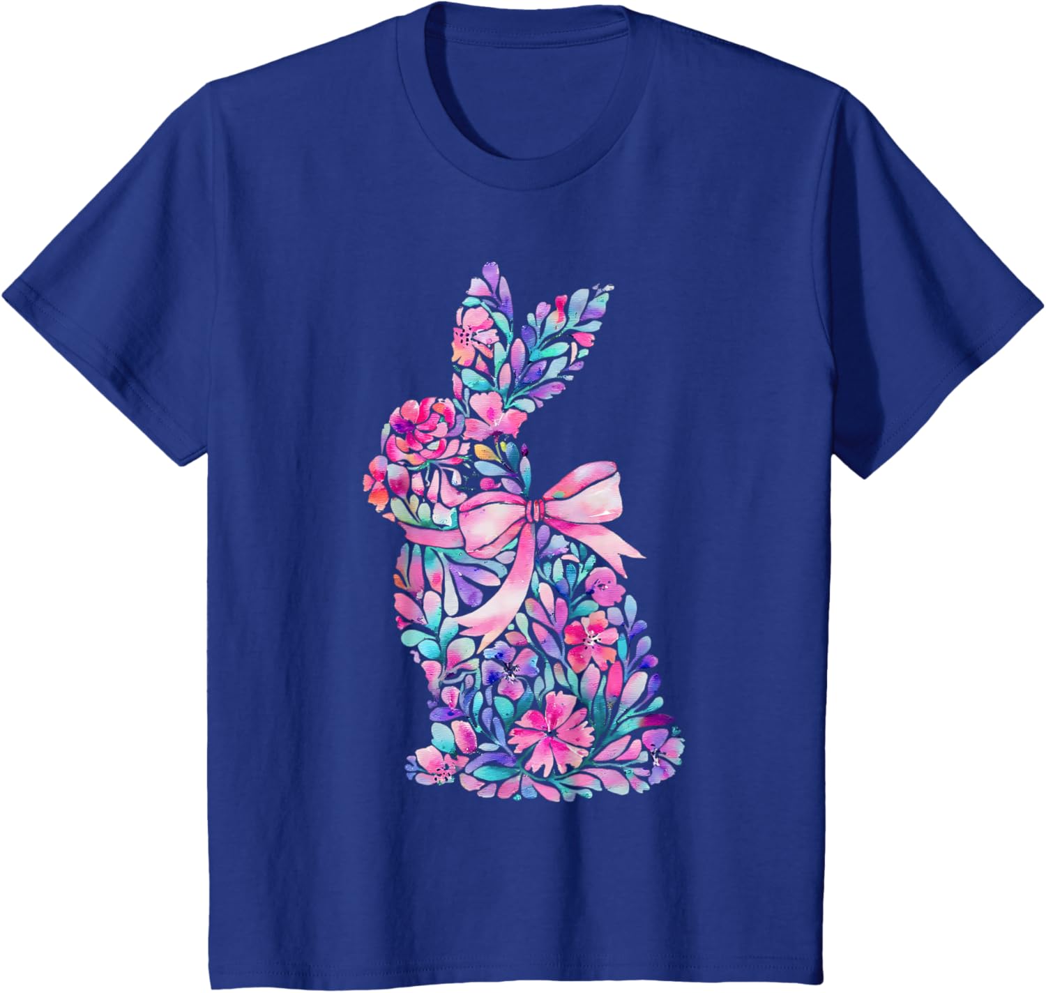 Cute Floral Easter Bunny Coquette Bow Women Girls Easter Day T-Shirt