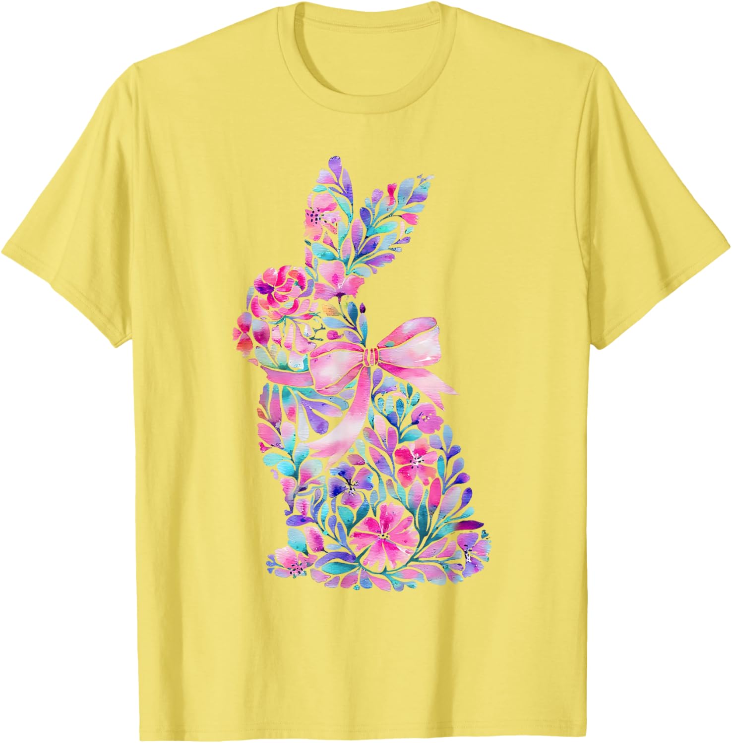 Cute Floral Easter Bunny Coquette Bow Women Girls Easter Day T-Shirt