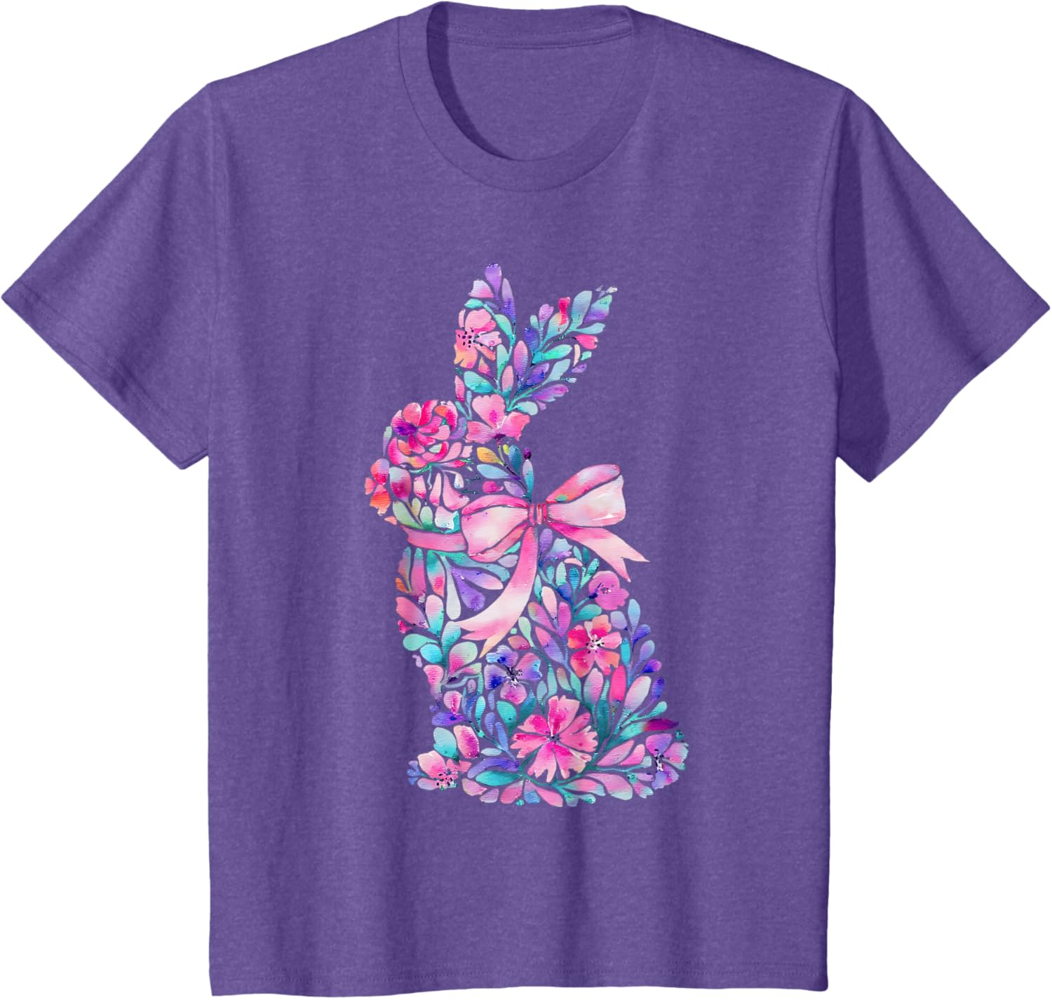 Cute Floral Easter Bunny Coquette Bow Women Girls Easter Day T-Shirt