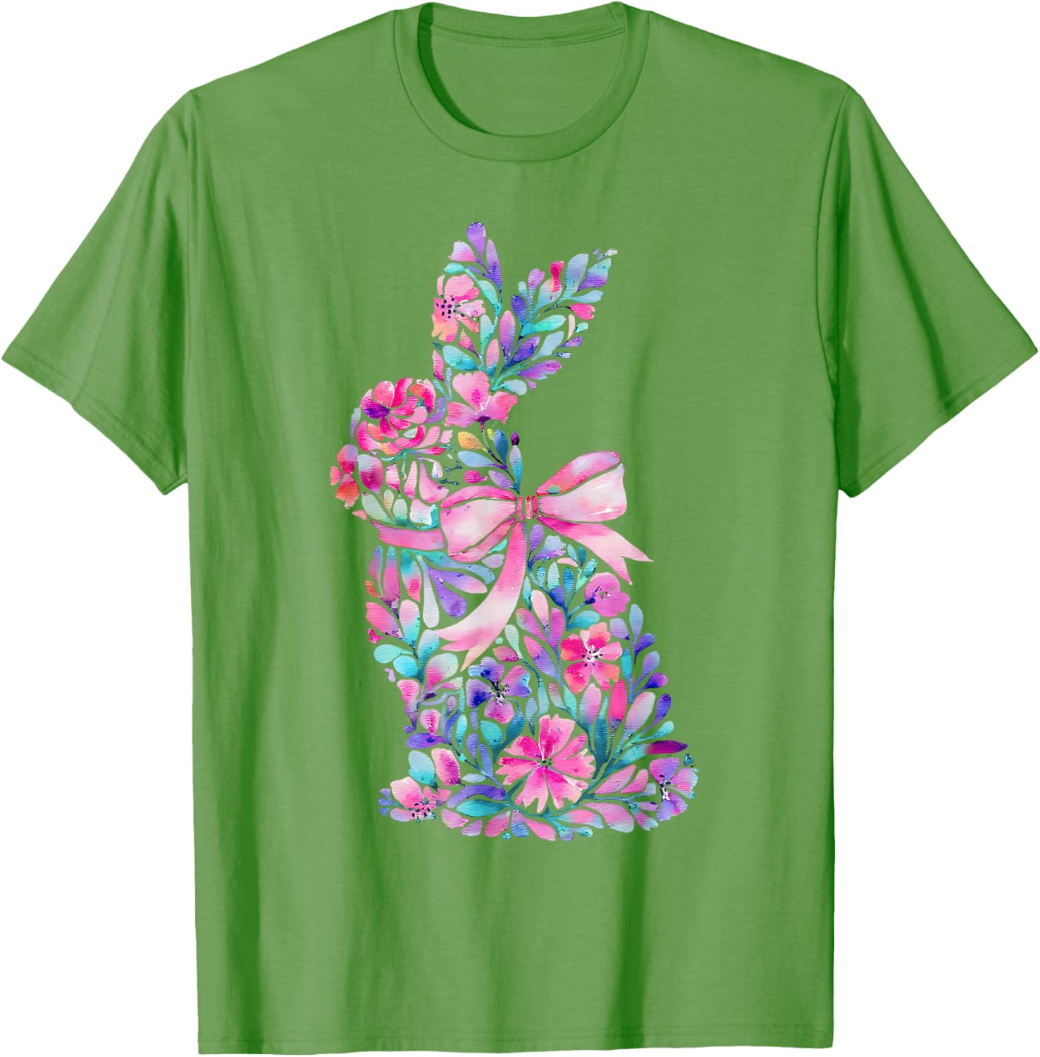 Cute Floral Easter Bunny Coquette Bow Women Girls Easter Day T-Shirt