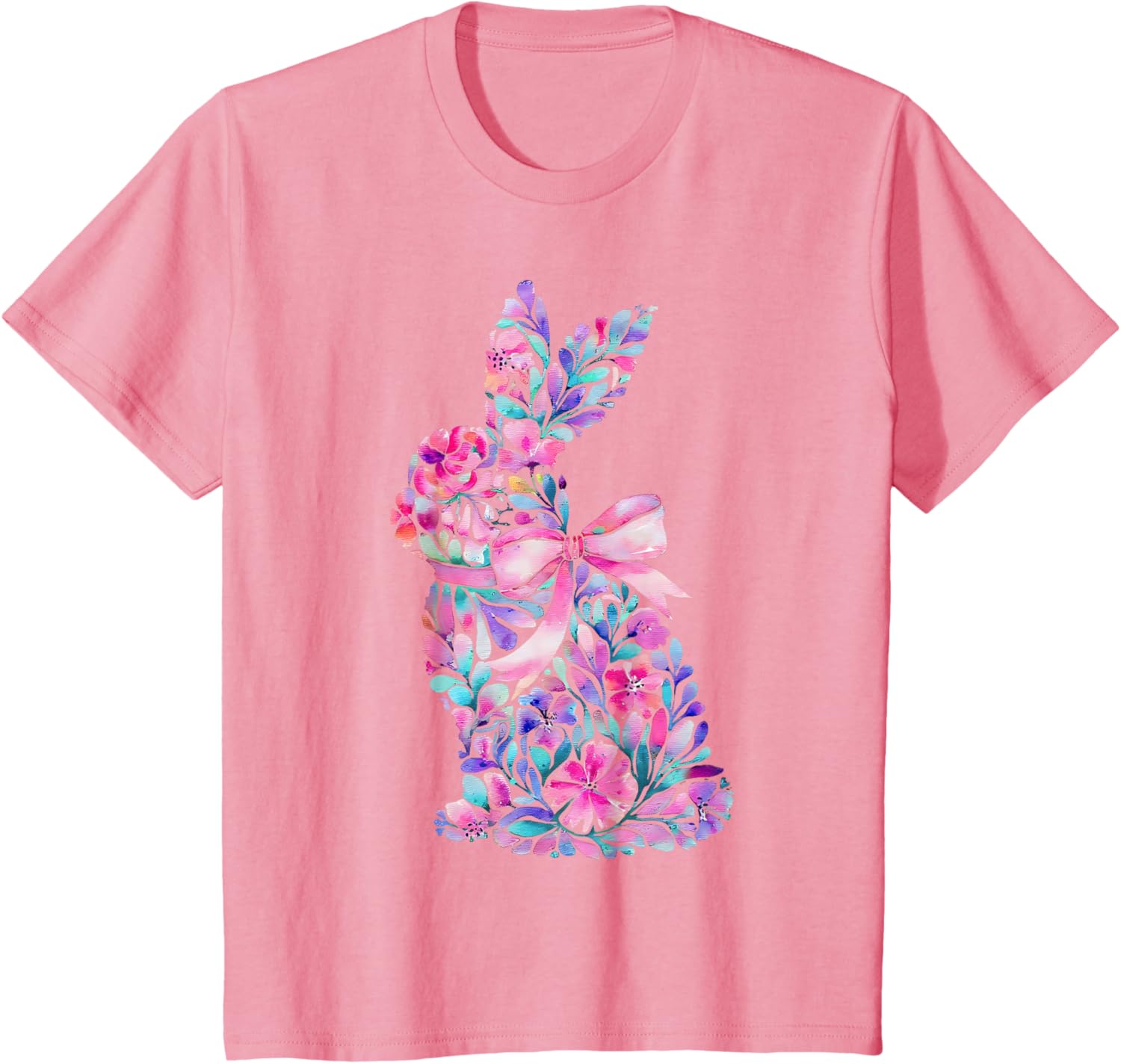 Cute Floral Easter Bunny Coquette Bow Women Girls Easter Day T-Shirt