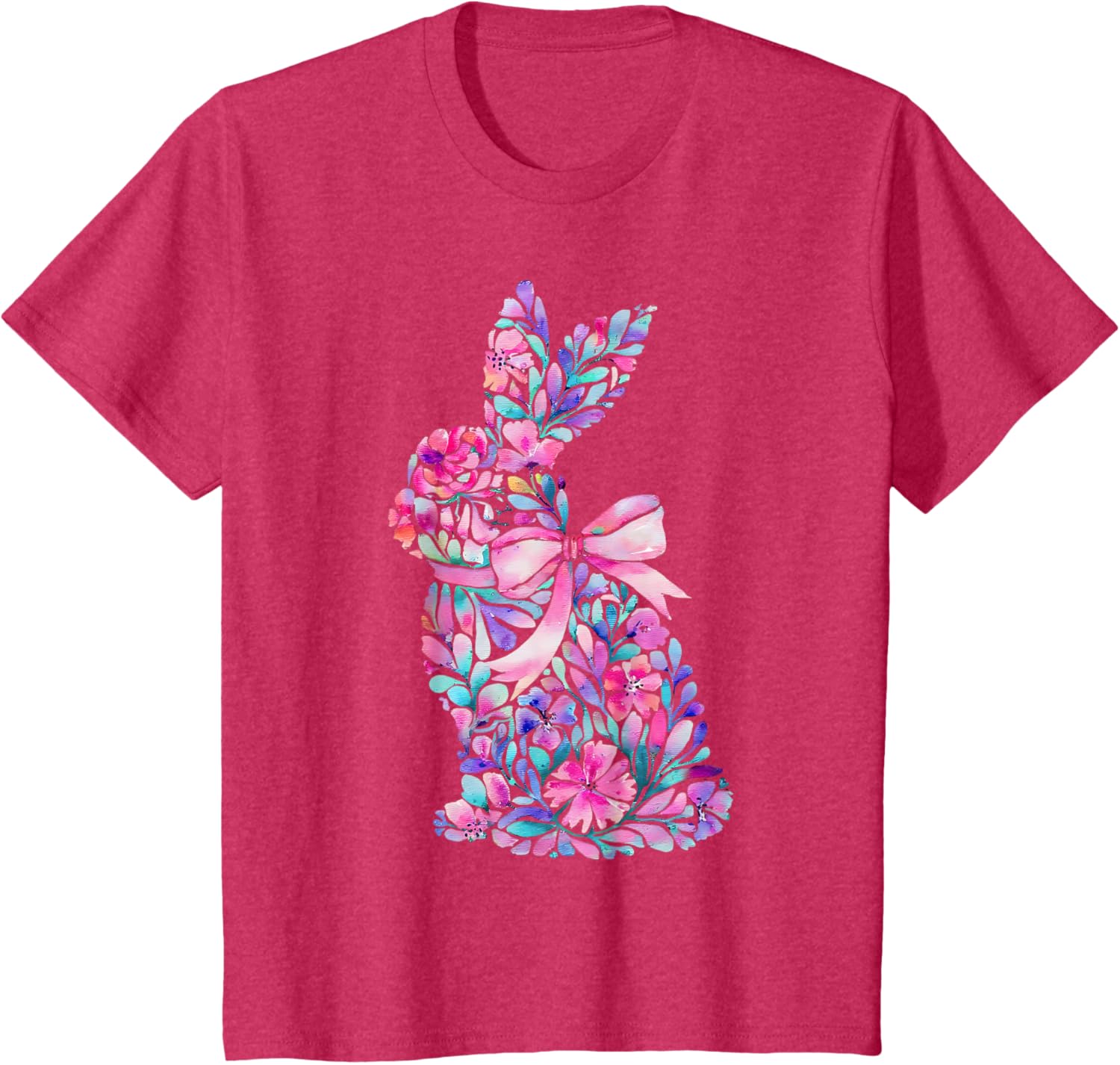 Cute Floral Easter Bunny Coquette Bow Women Girls Easter Day T-Shirt