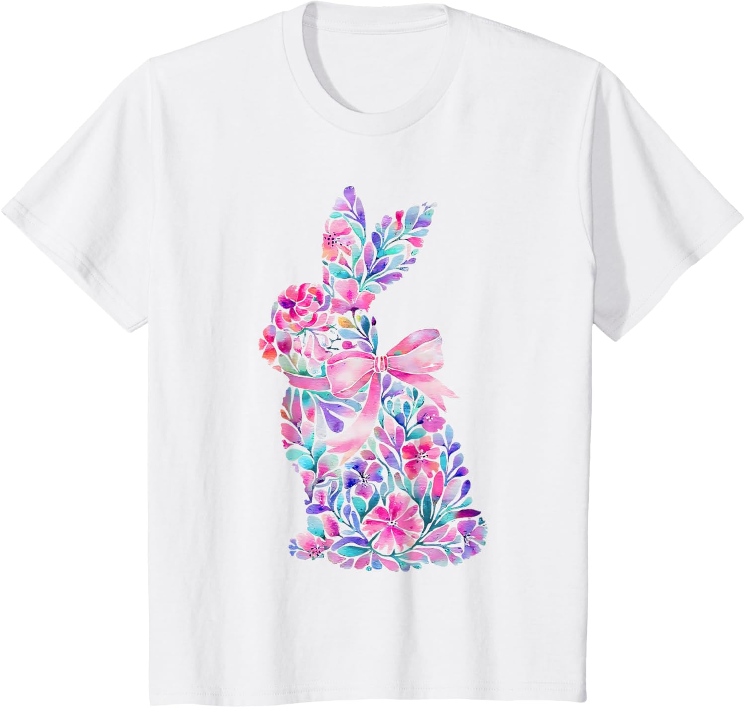 Cute Floral Easter Bunny Coquette Bow Women Girls Easter Day T-Shirt