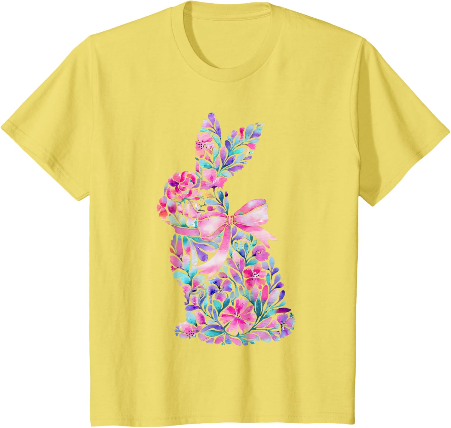 Cute Floral Easter Bunny Coquette Bow Women Girls Easter Day T-Shirt