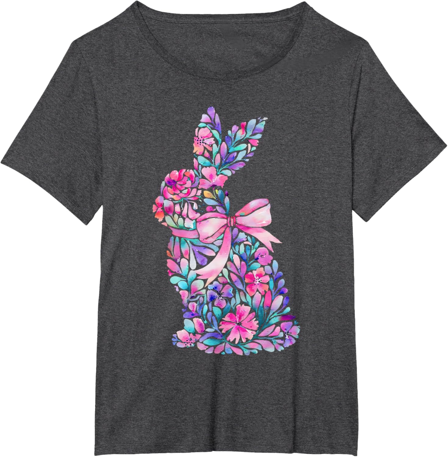 Cute Floral Easter Bunny Coquette Bow Women Girls Easter Day T-Shirt