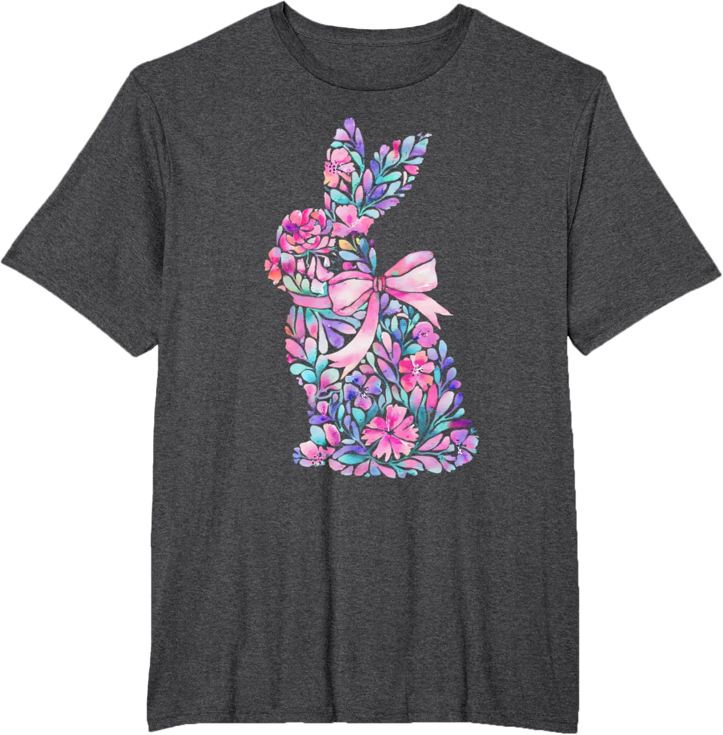 Cute Floral Easter Bunny Coquette Bow Women Girls Easter Day T-Shirt