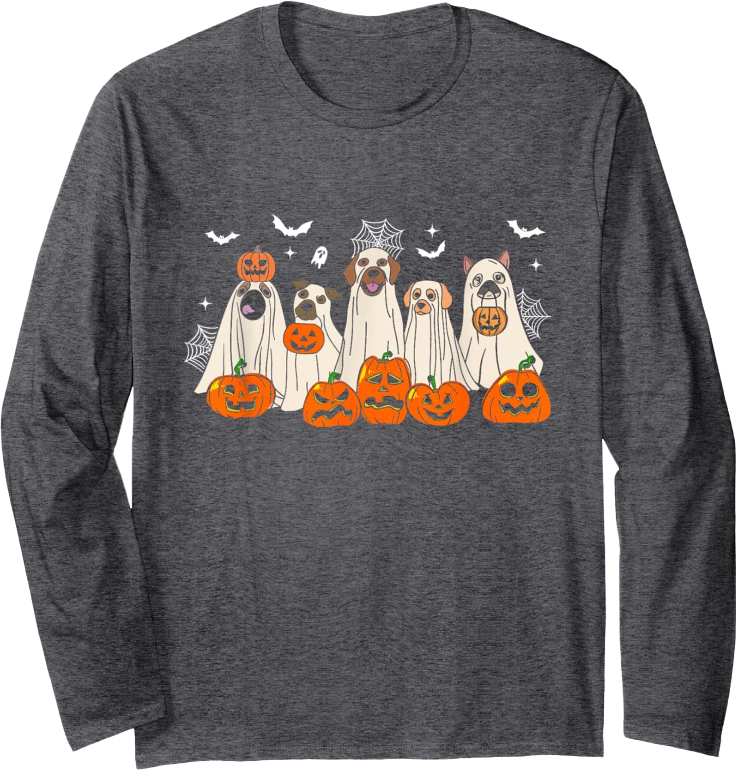 Cute Halloween Ghost Dogs Funny Dog Lovers Men Women Long Sleeve T-Shirt