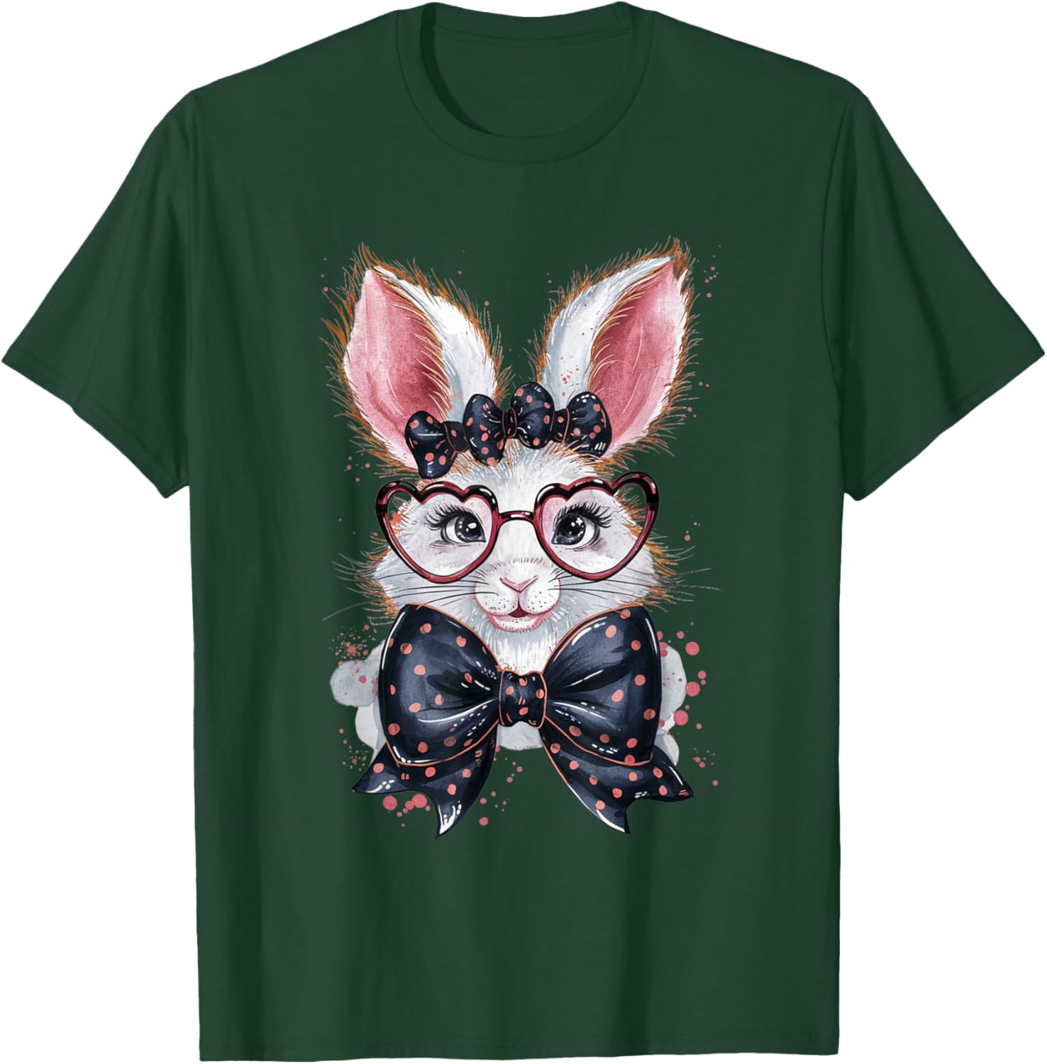Cute Happy Easter Bunny Eggs Hunt Rabbit Bow Coquette Girl T-Shirt
