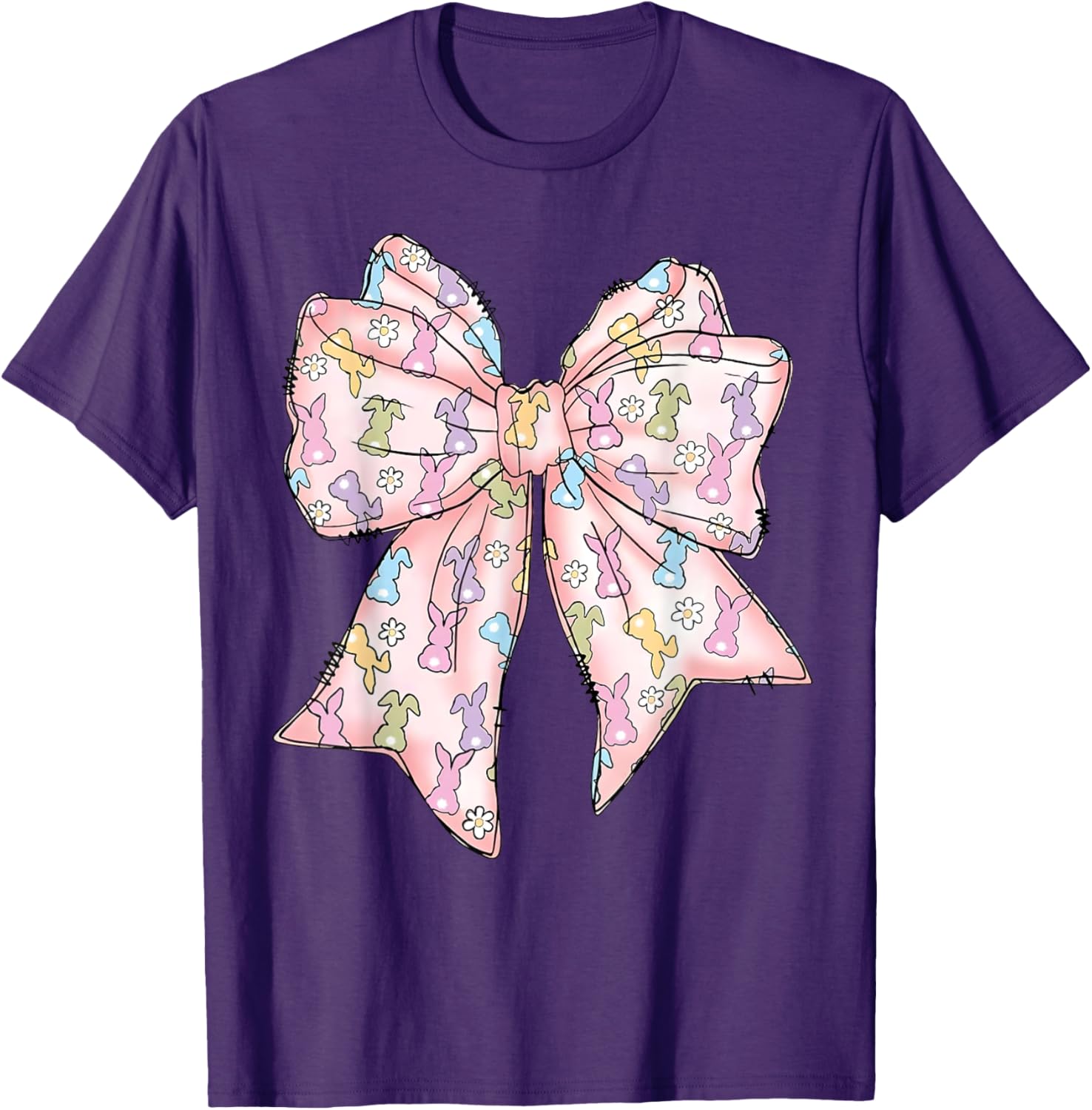 Cute Happy Easter Bunny Spring Hunt Eggs Rabbit Coquette Bow T-Shirt
