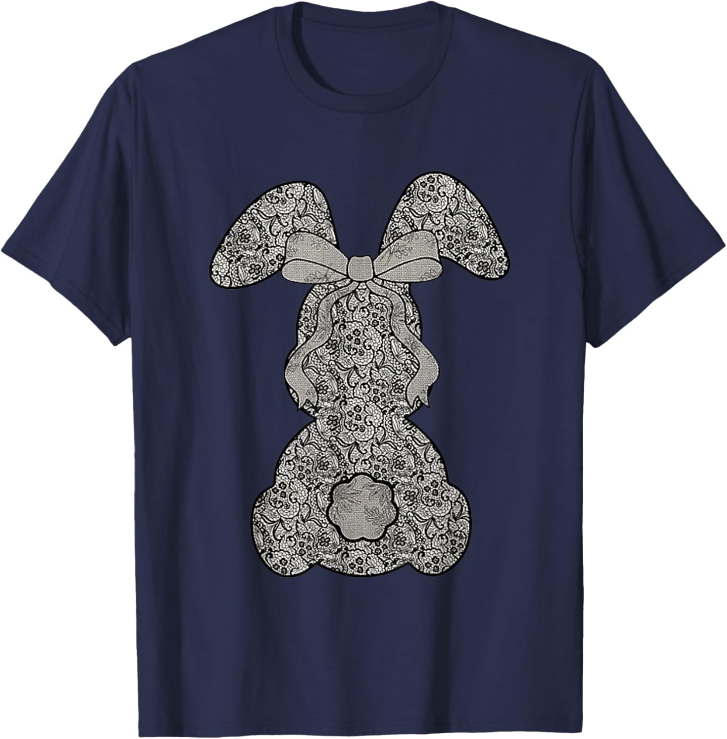 Cute Lace Bunny Coquette Bow Heart Funny Happy Easter Day T-Shirt