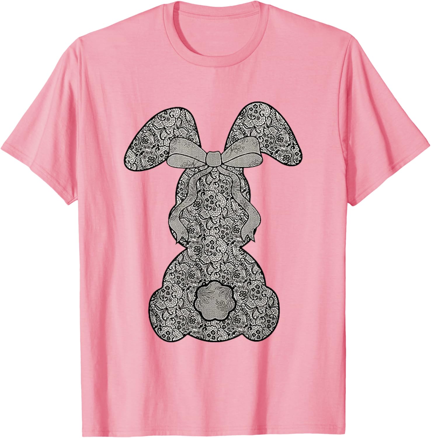 Cute Lace Bunny Coquette Bow Heart Funny Happy Easter Day T-Shirt