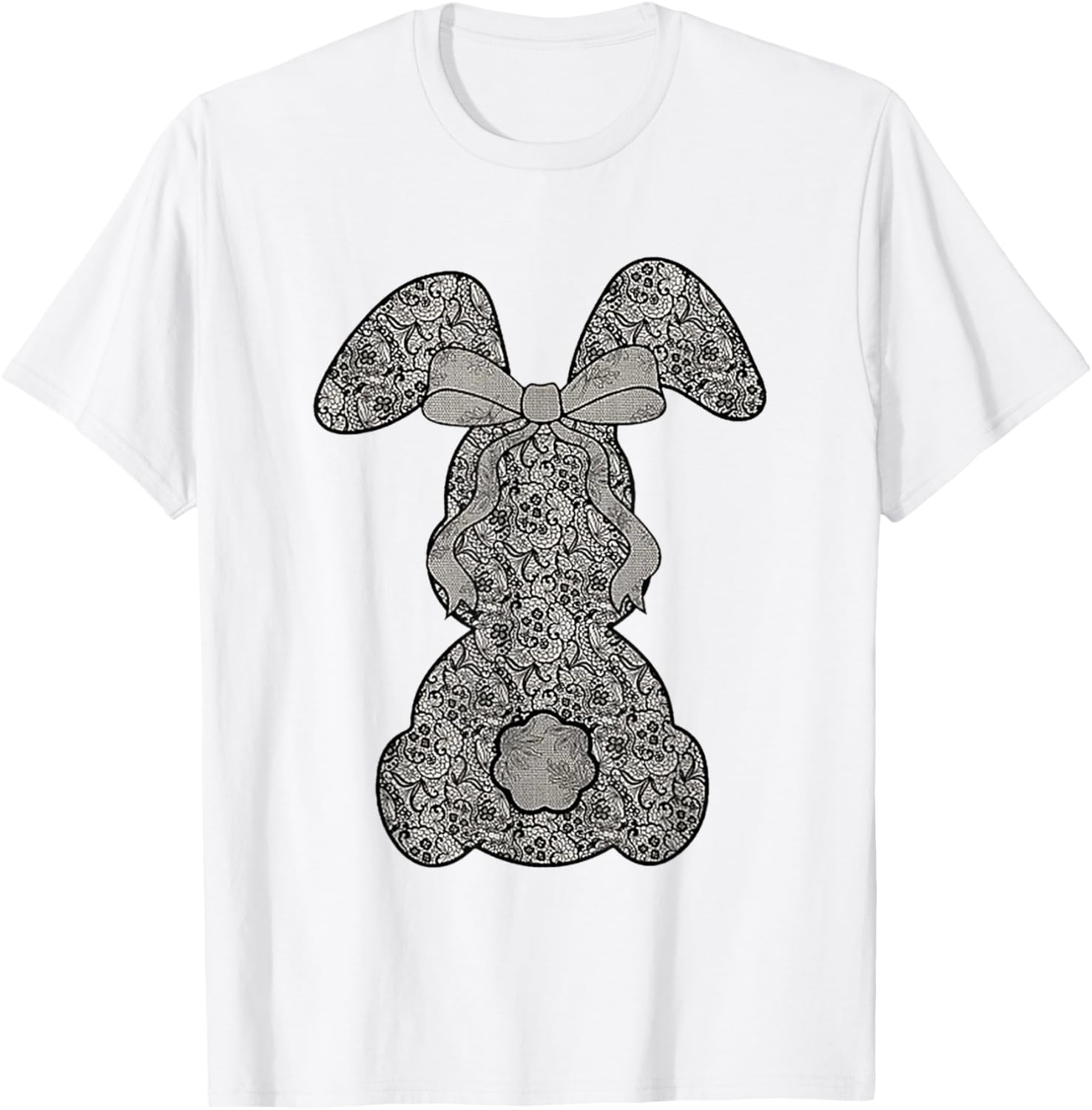 Cute Lace Bunny Coquette Bow Heart Funny Happy Easter Day T-Shirt