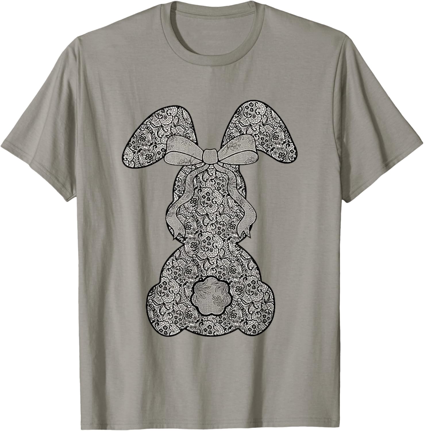 Cute Lace Bunny Coquette Bow Heart Funny Happy Easter Day T-Shirt